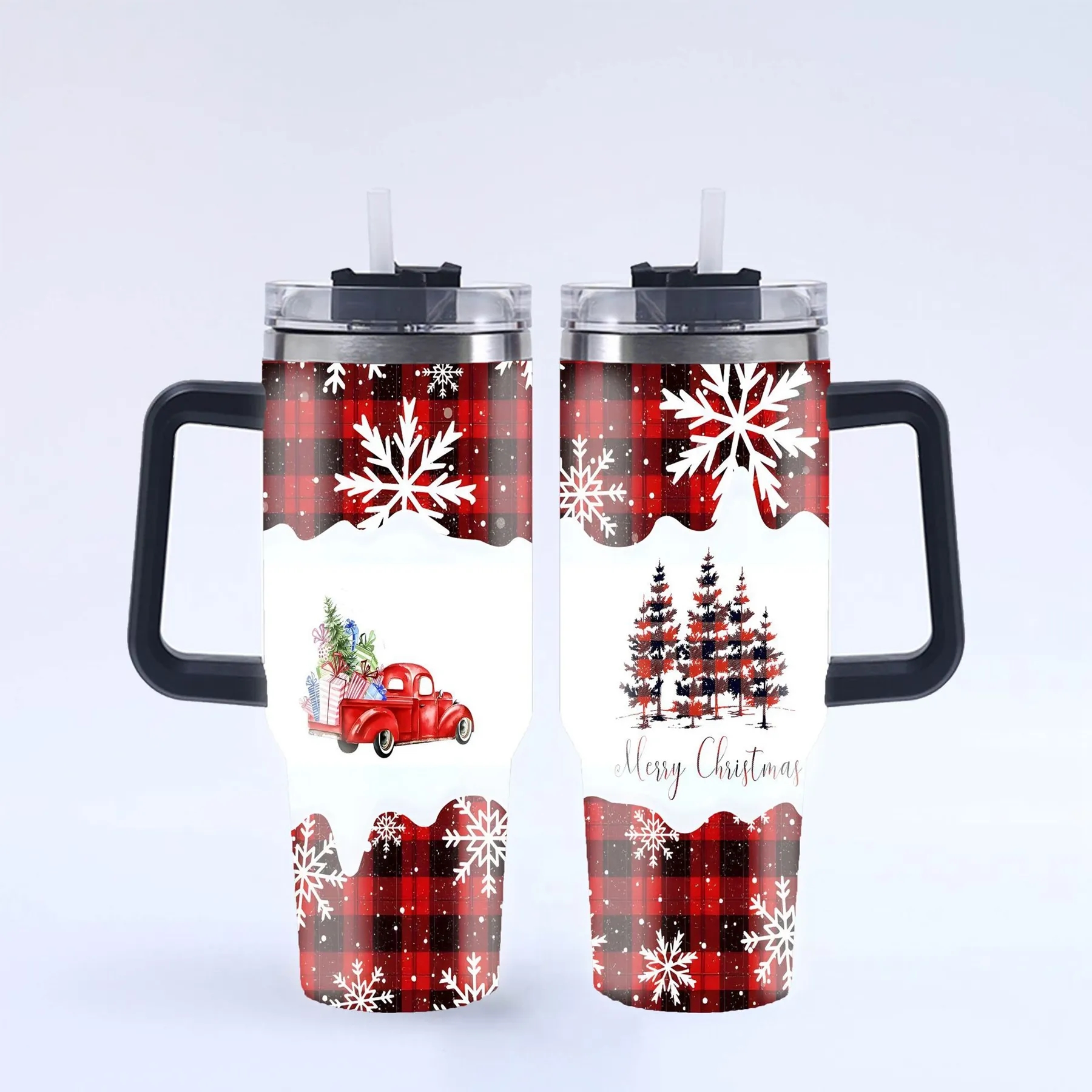 40 Oz. Christmas Theme Vacuum Tumbler with Lid and Straw 44