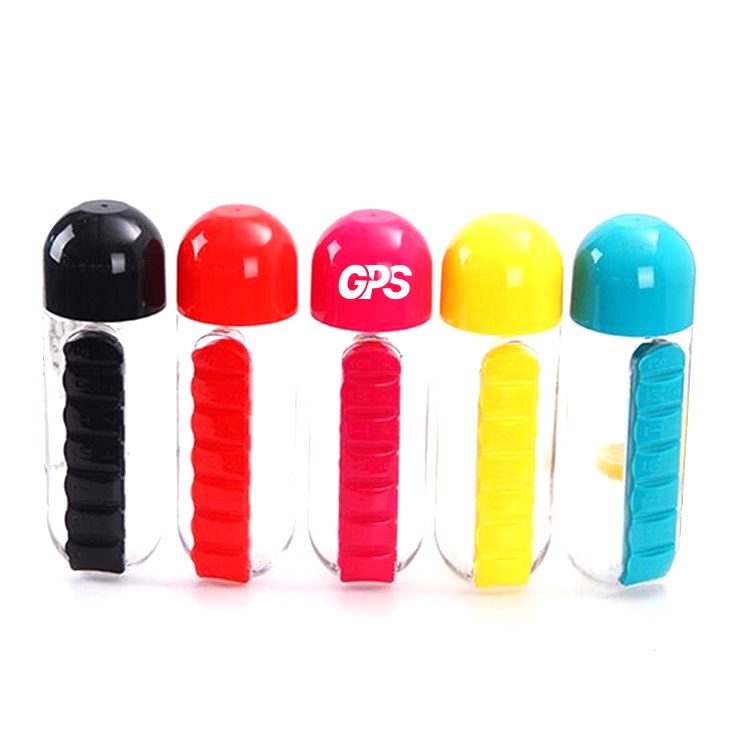 Water Bottle W/7 Compartments Pill Box 3