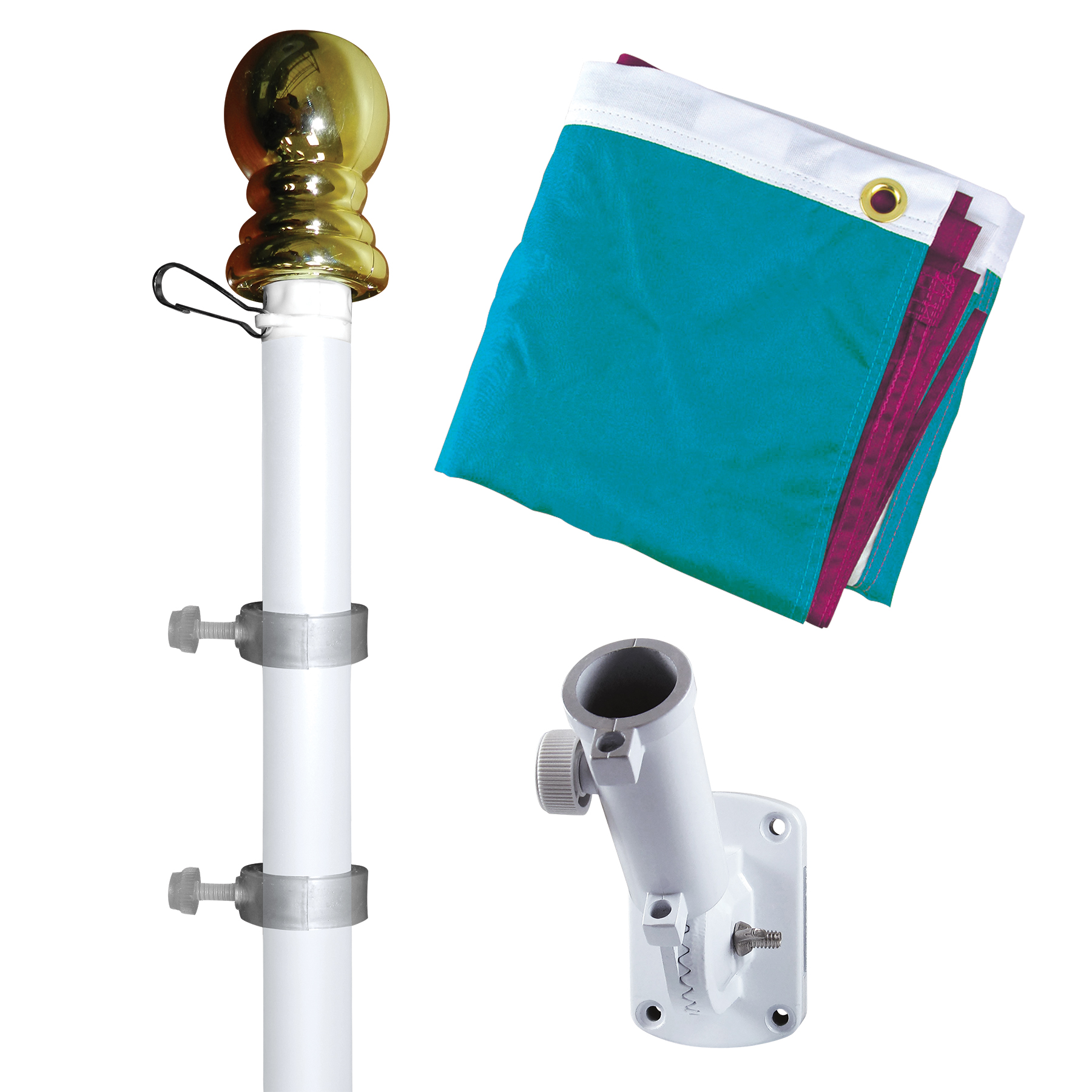 Promotional Flag Kit with 3' x 5' Flag and White Bracket 12