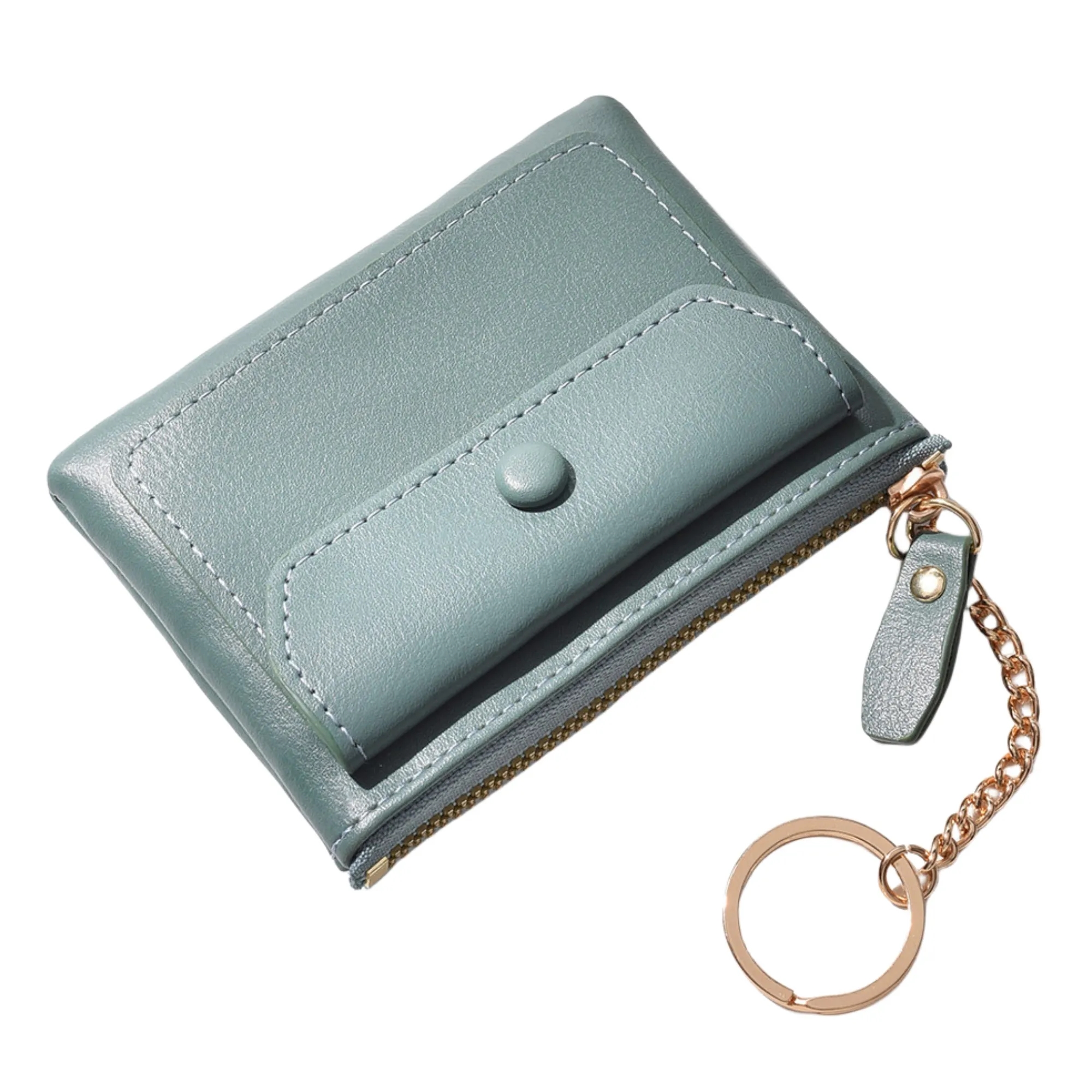 Mini PU Zipper Coin Purse With Keychain 6
