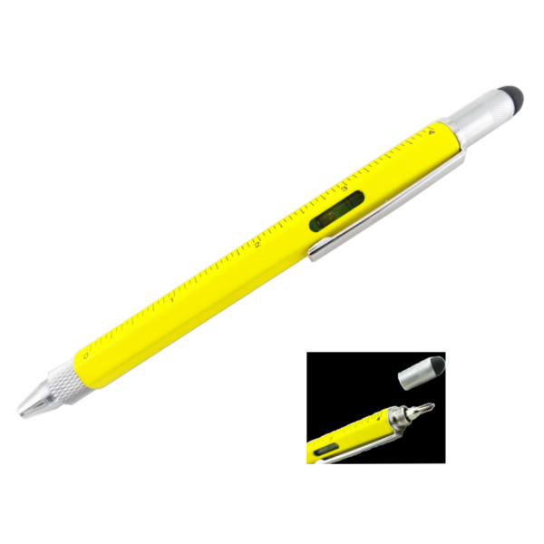 PEN W/ MINI SCREW DRIVERS, LEVELER, RULER w/ STYLUS TIP 2