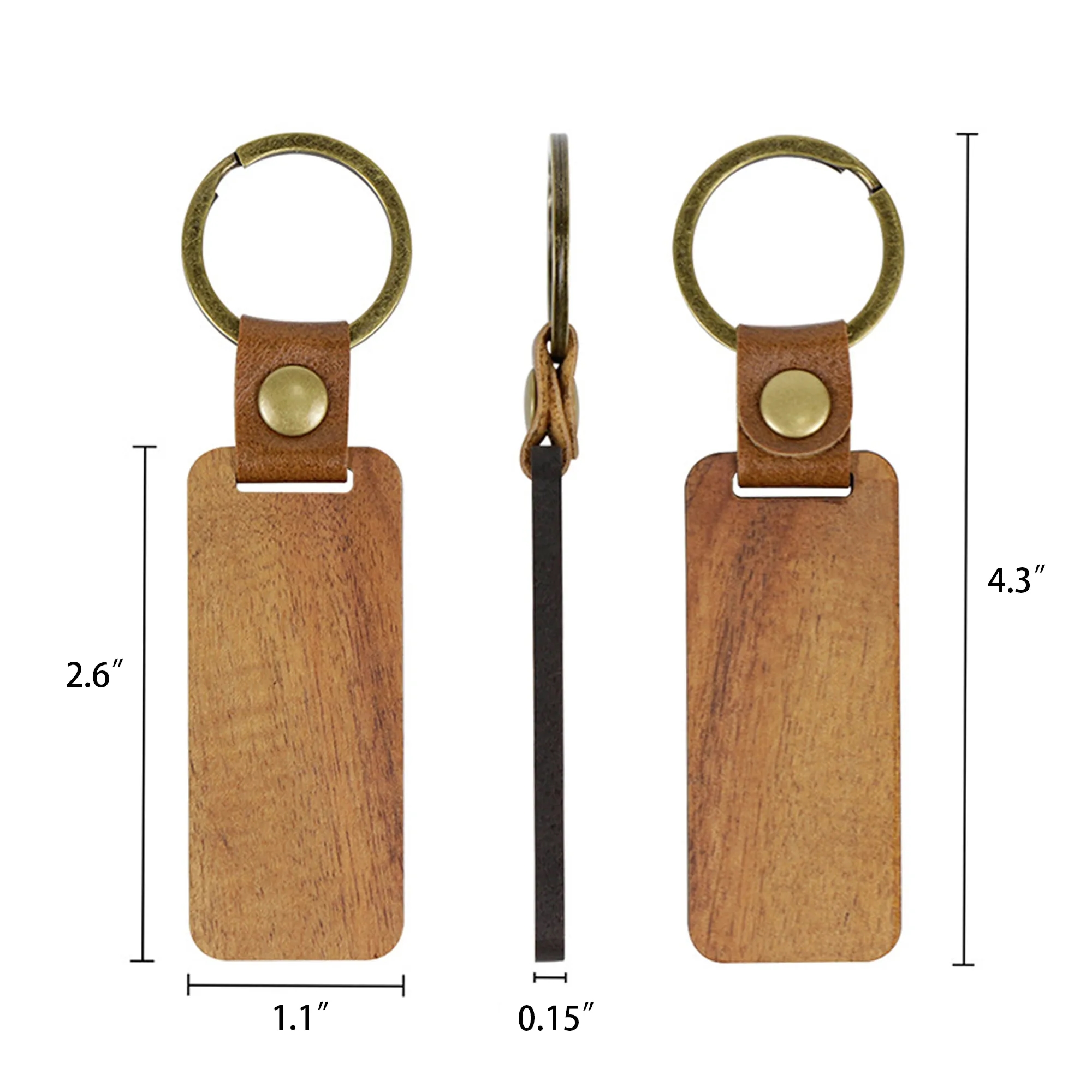 Vintage Leather Wooden Key Chain 1