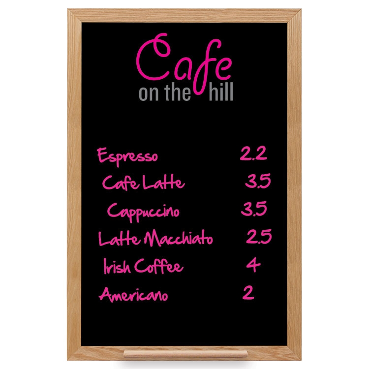 Wall Oak Frame Wet-Erase Board with Tray 24"w x 36"h