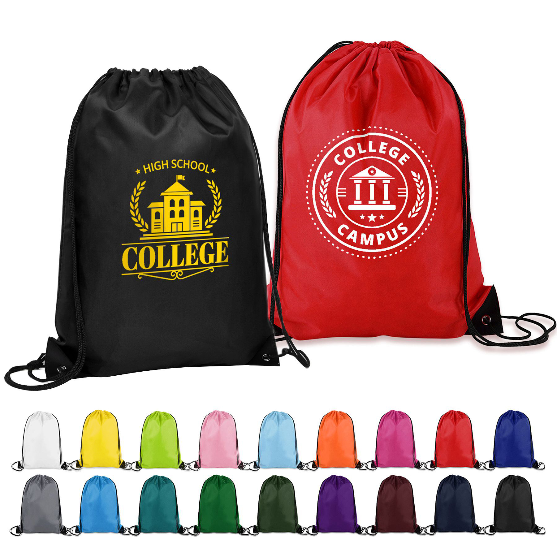 14" X 18" Polyester Drawstring Backpack (Ocean) 13