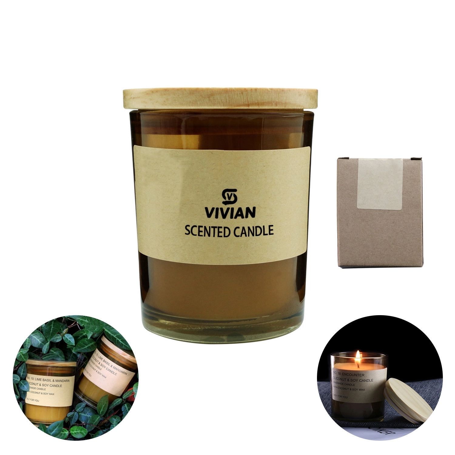 12 Oz. Soy Wax Aromatherapy Candles In Glass W/ Wood Lids 2