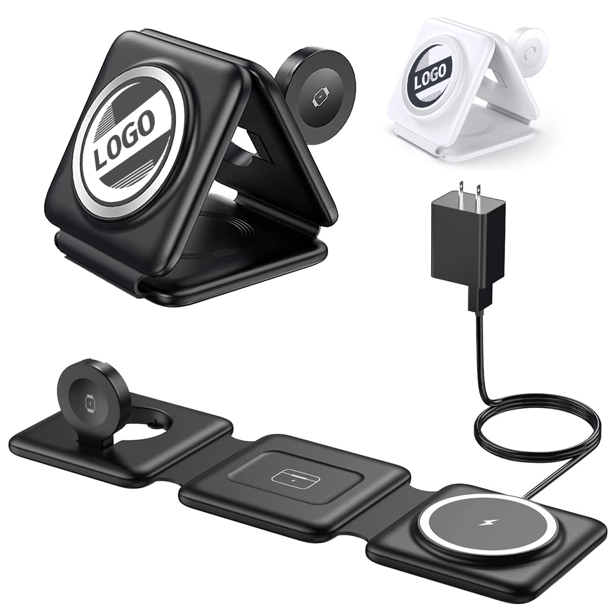 3 in 1 Custom Logo Travel Fodable Magnetic Wireless Charger 3