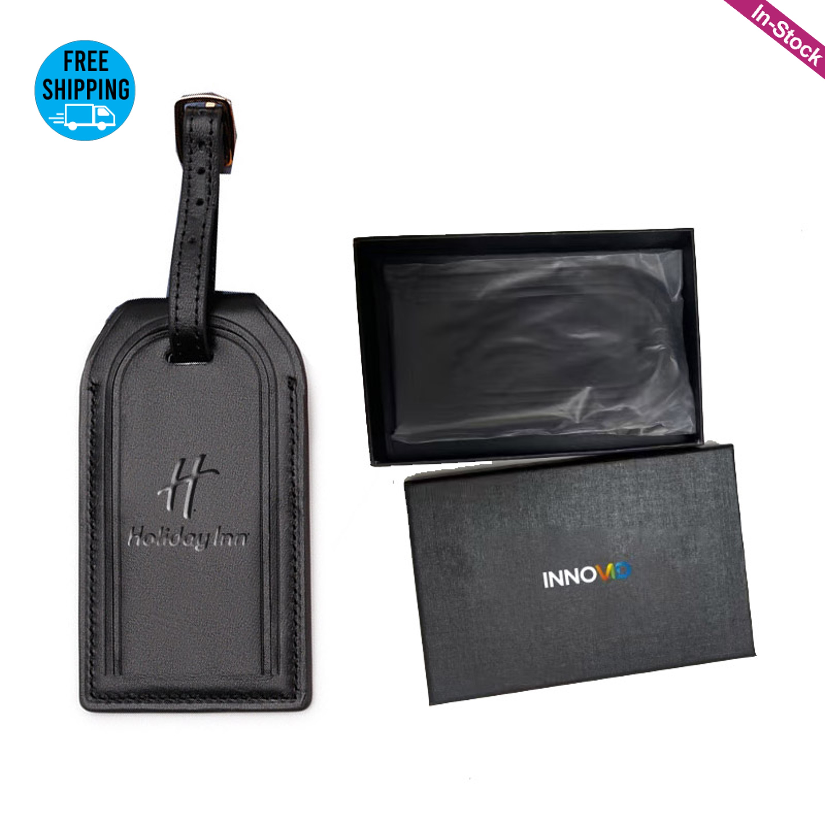 Genuine Leather Luggage Tags Airtag Holder in Gift Box (Optional) 2