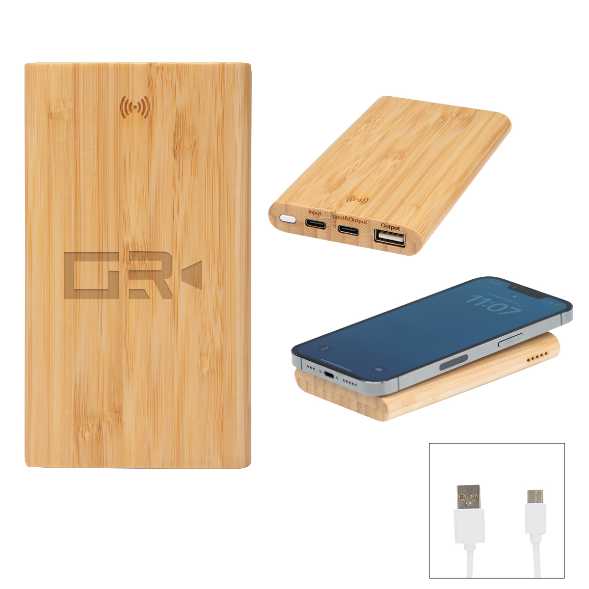 5000 mAh Bamboo Power Bank & 10W Wireless Charger 2
