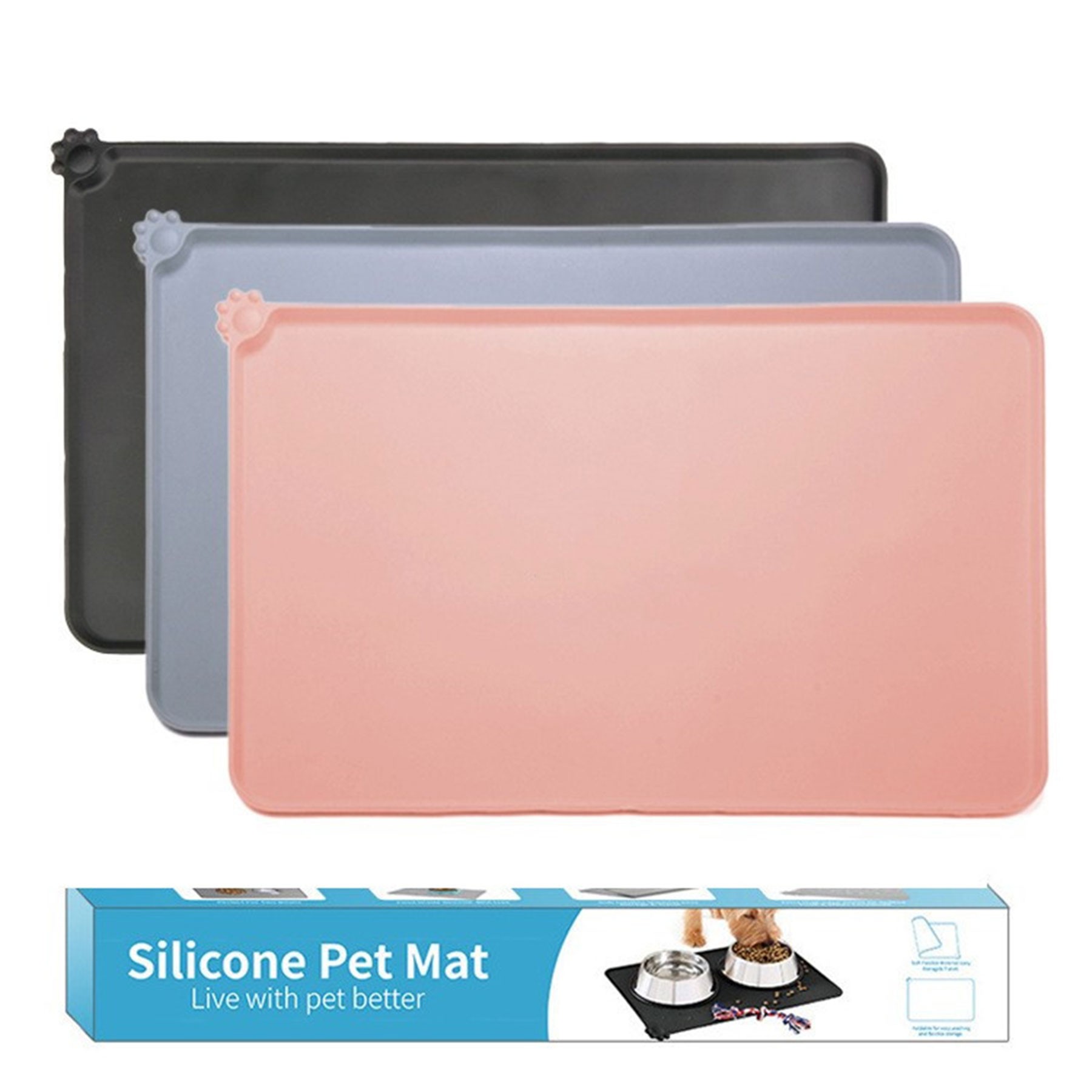 Silicone Dog Cat Bowl Mat No-Stick Food Pad Water Waterproof 3