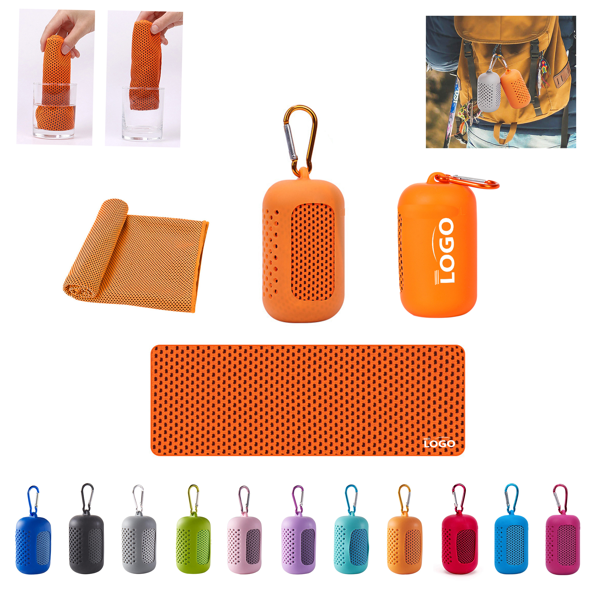 Quick Dry Polyester Towel With Carabiner Clip MOQ 50 2
