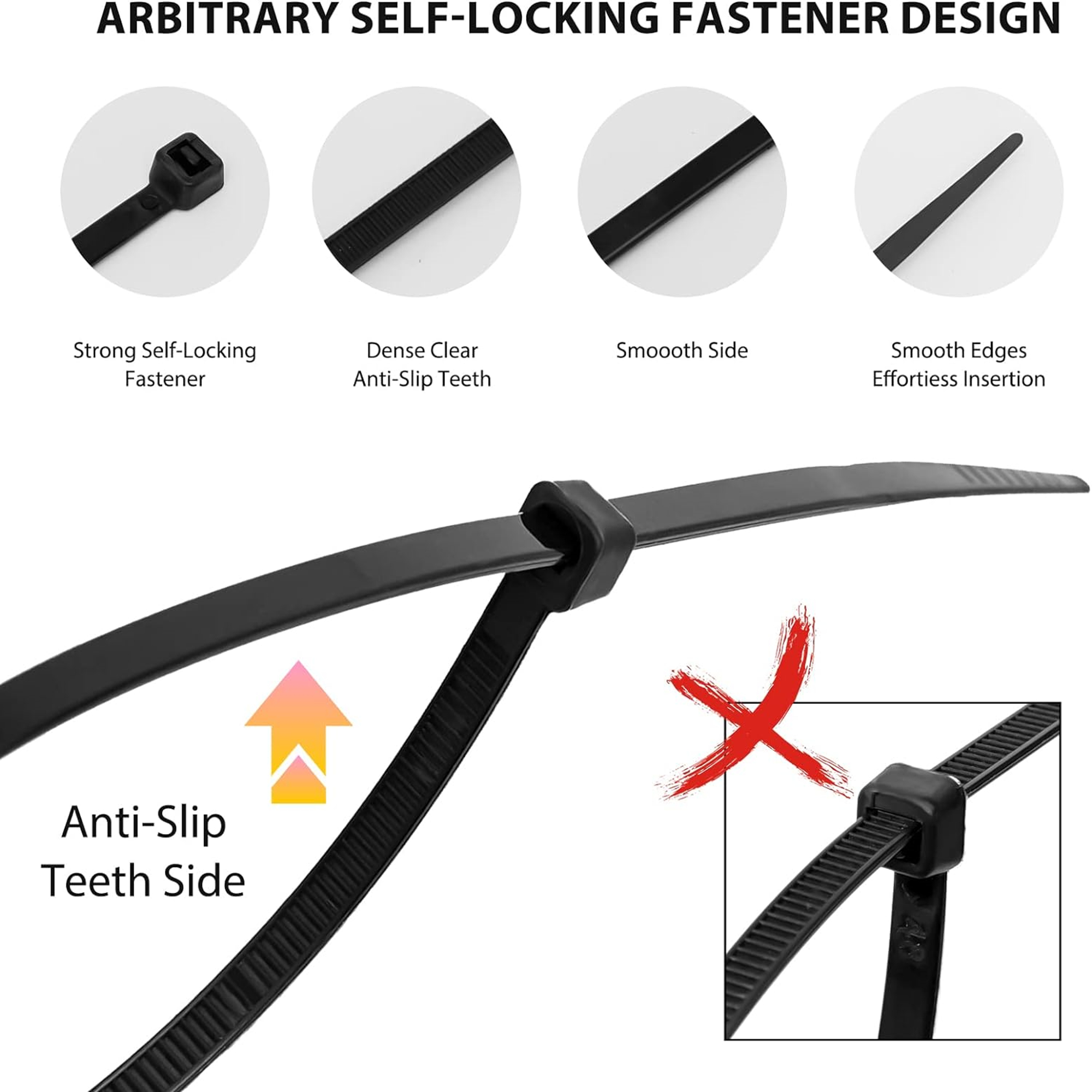 12 inch Self Locking Nylon Cable Zip Ties 3