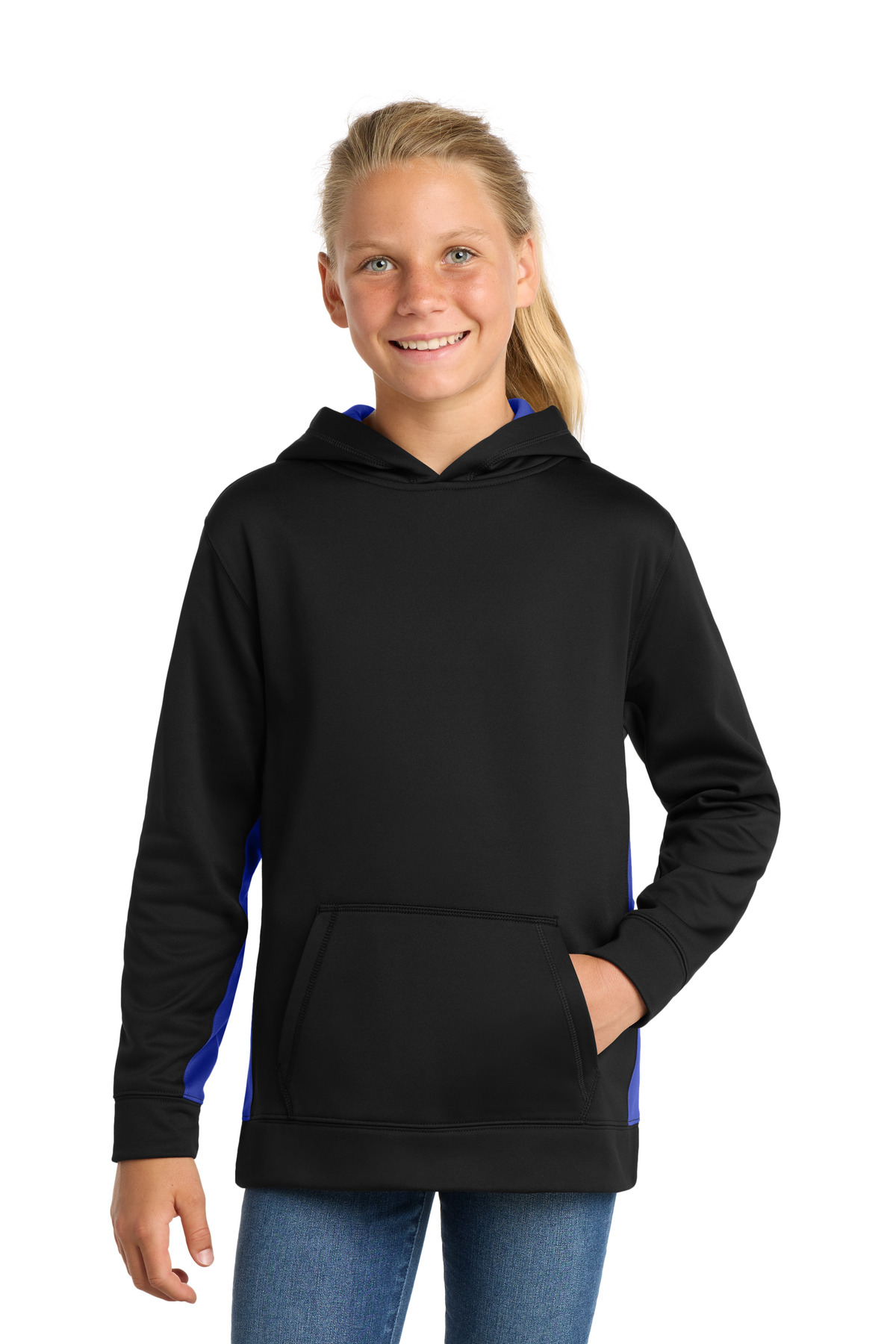 Sport-Tek Youth Sport-Wick Fleece Colorblock Hooded Pullover. YST235 40