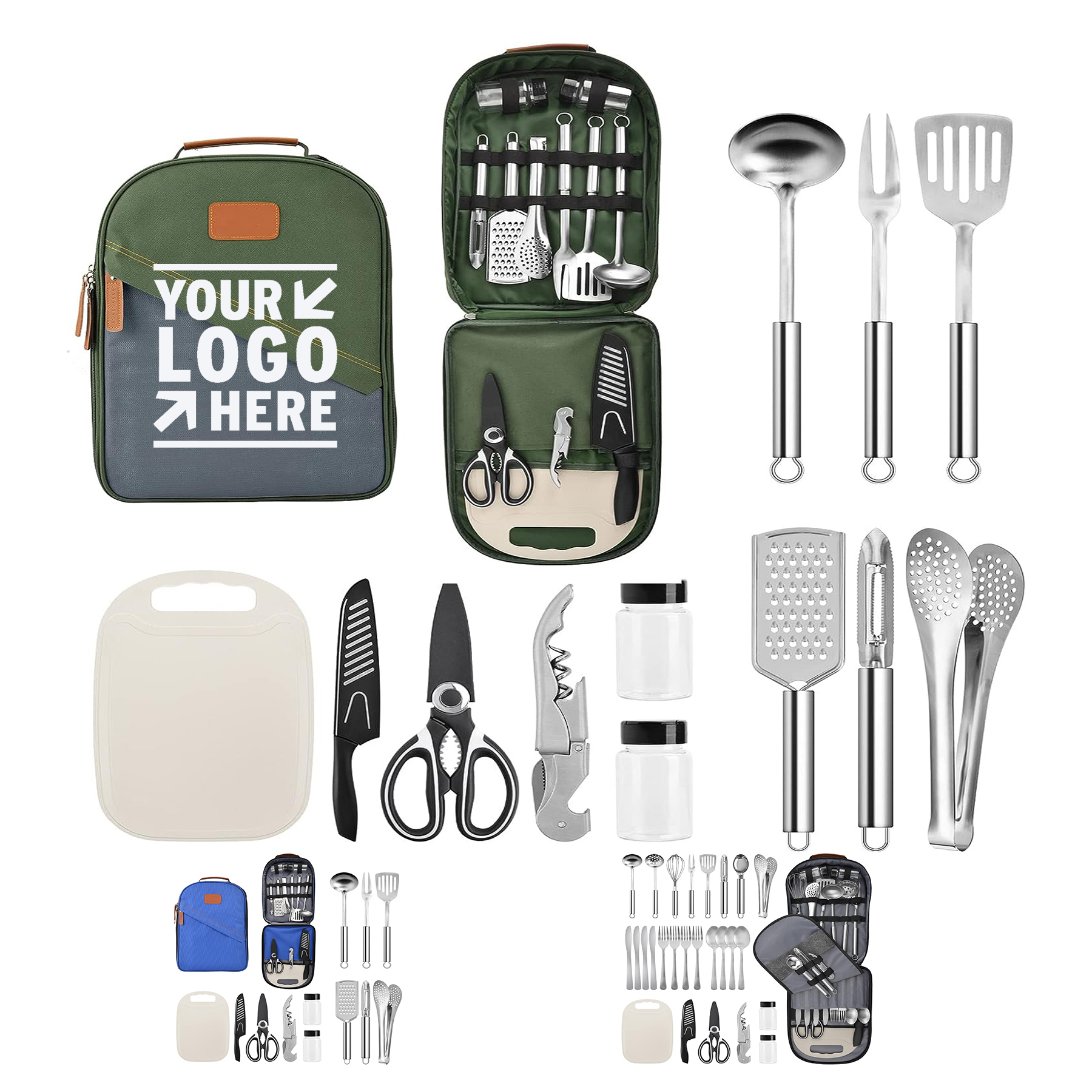 13 Pcs Travel Organizer Grill Accessory Compact Gear Camp Kitchen Cooking Utensil Set Cookware Kit 2