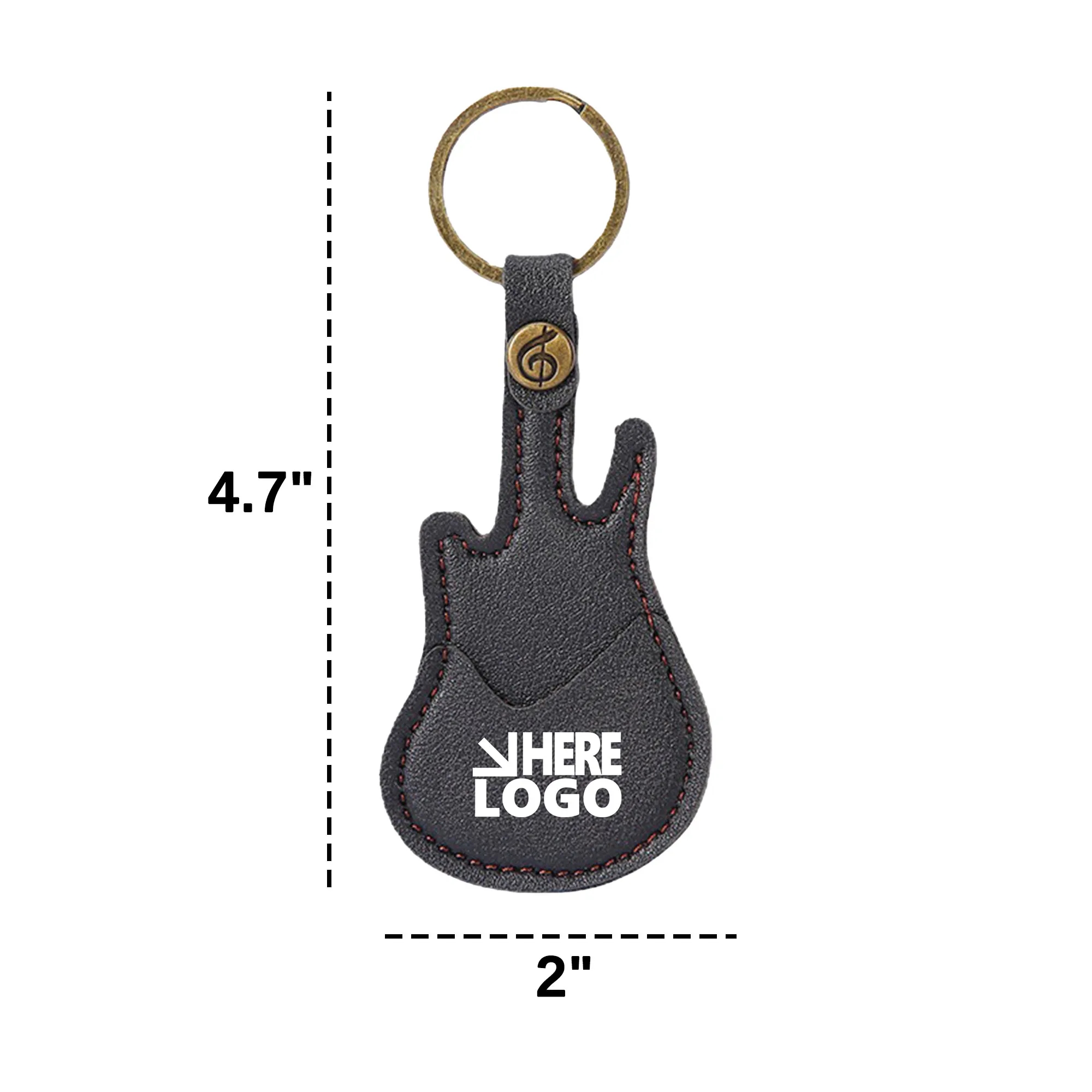 MOQ 20 Guitar Pick Holder Key Chain PU Leather 2
