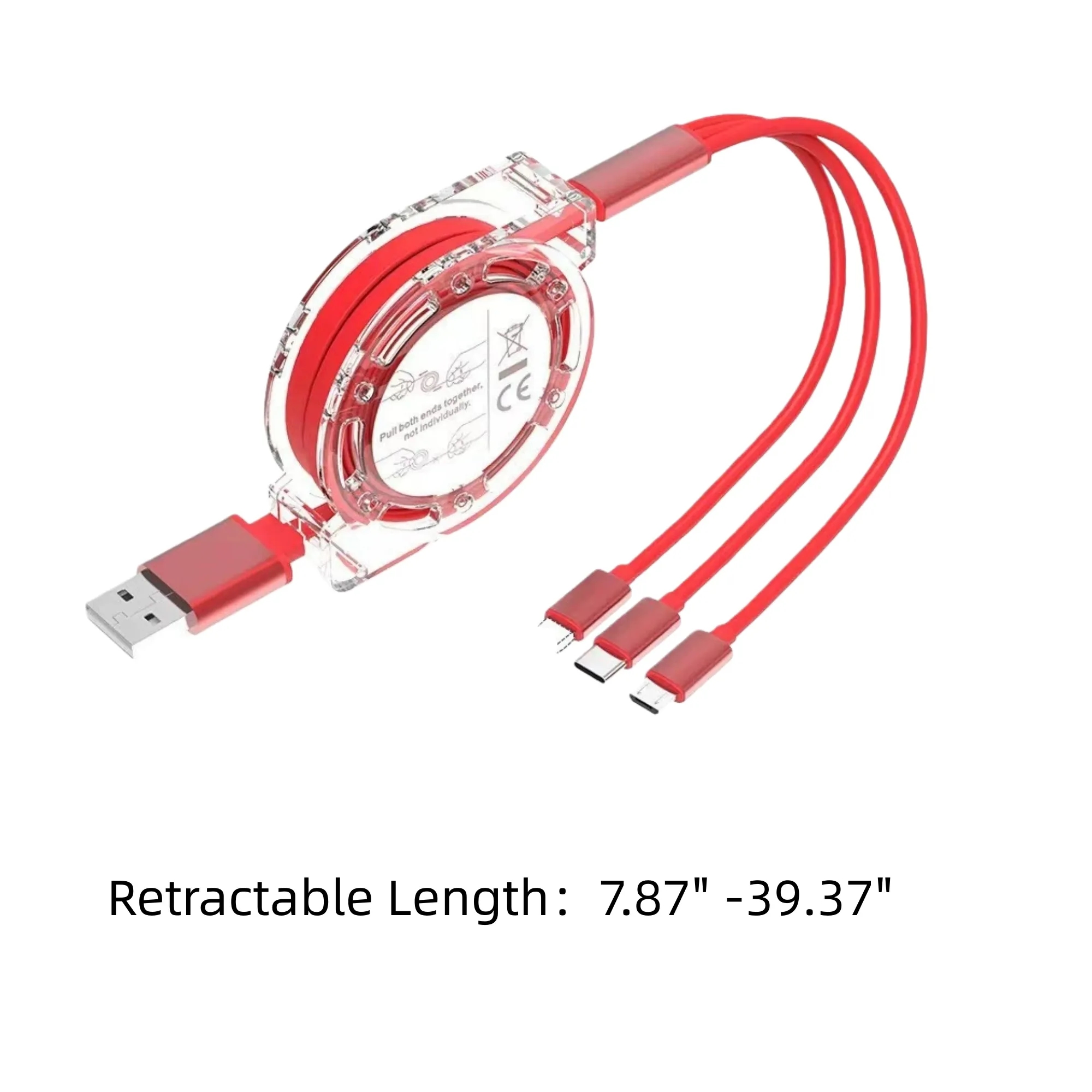 Portable 3 in 1 Retractable Travel Charging Cord Cable 2
