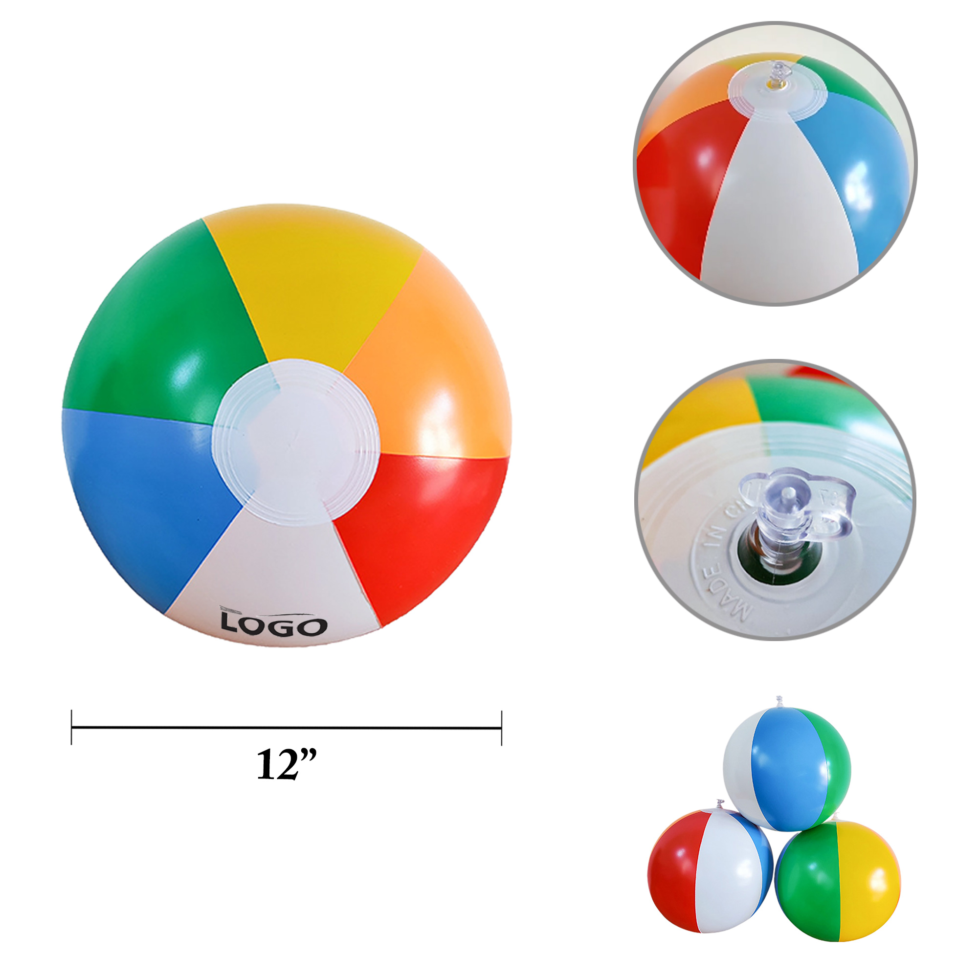 MOQ200 Inflatable 12" PVC Beach Ball Swim Toy 5