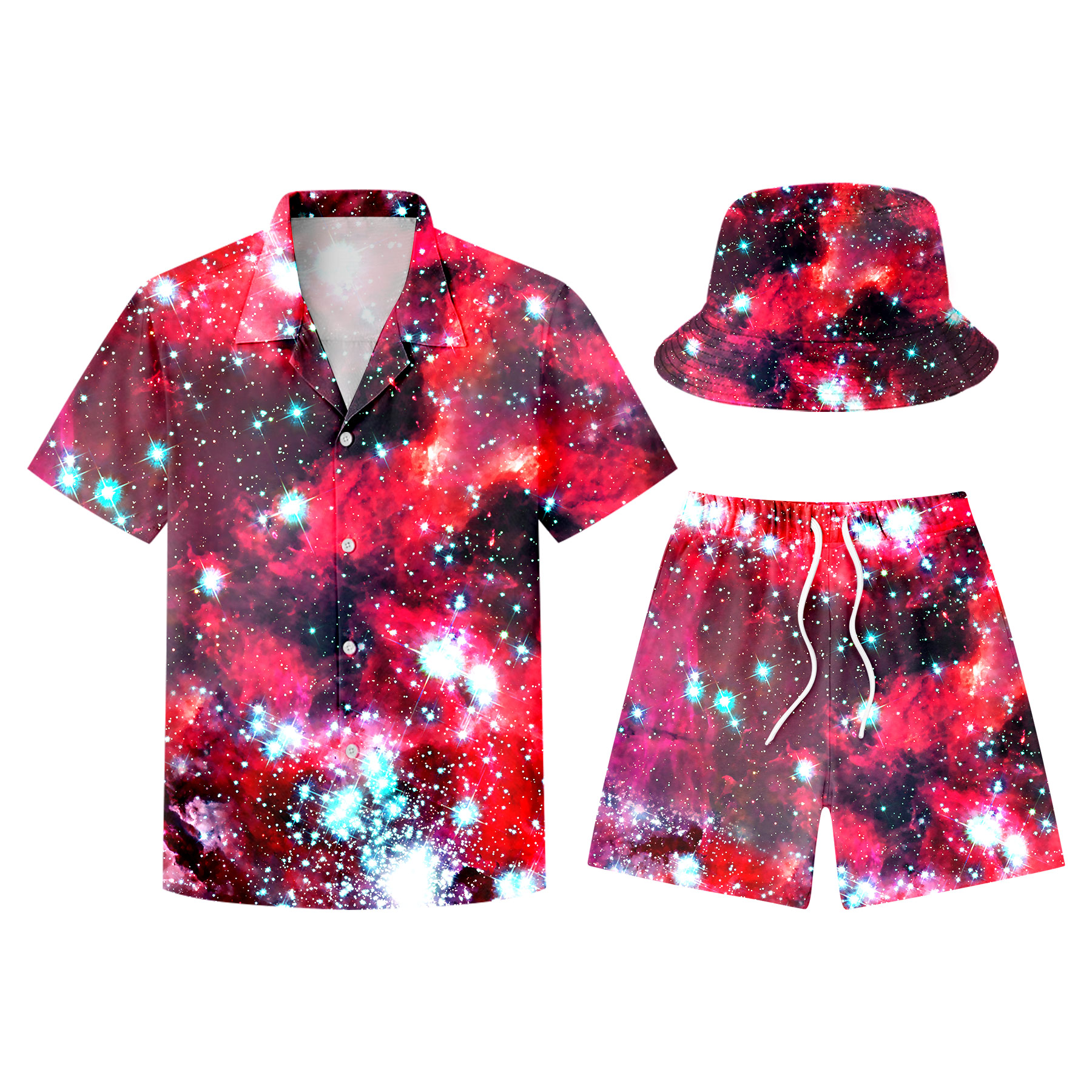 Hawaiian Shirts, Shorts And Bucket Hats Sets 11