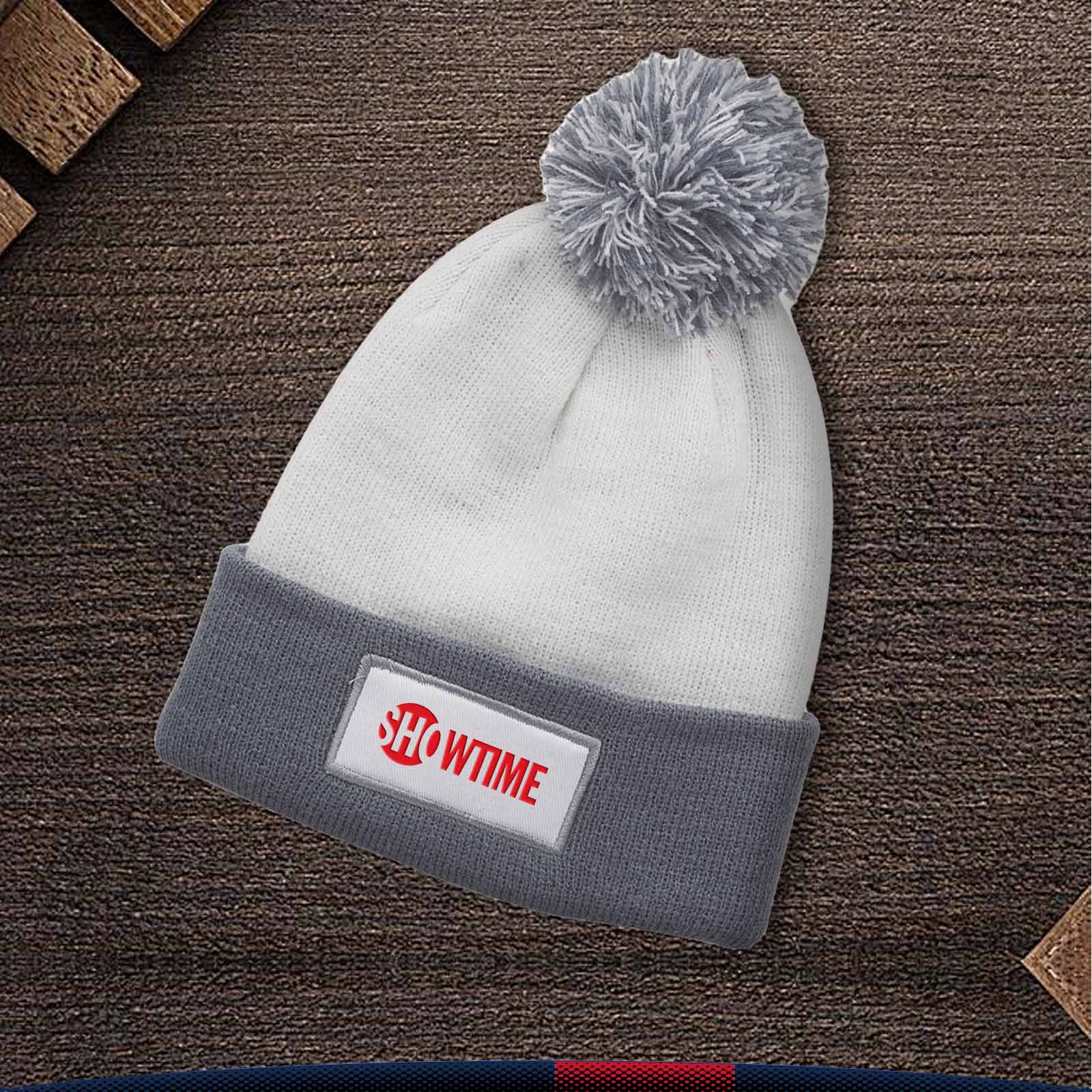 Haines Two-Tone Knitted Pompom Beanies 2