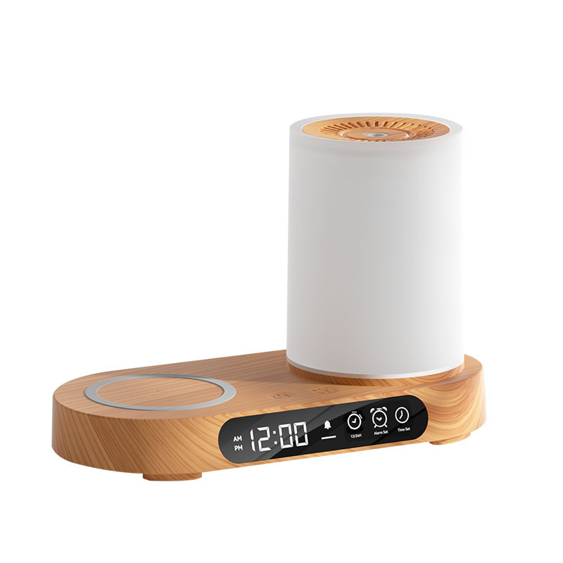 Wooden Wireless Charger with Humidifier & Digital Clock 1