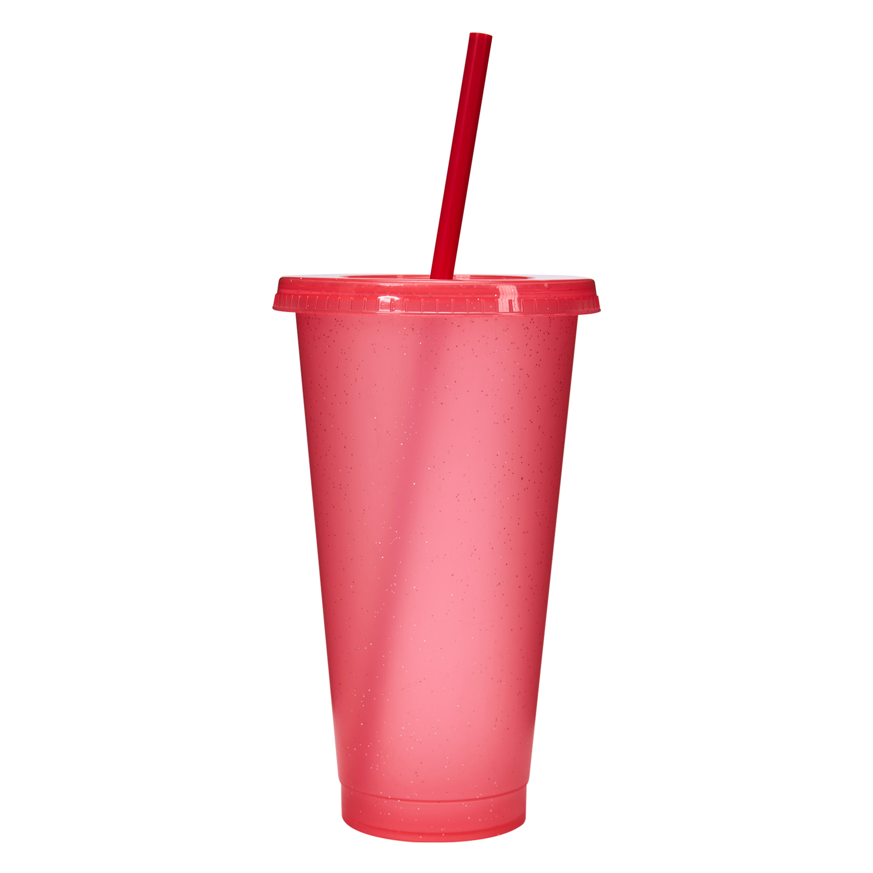 24 Oz Reusable Colorful Glitter Plastic Straw Cup W/ Splash Proof Lid 5