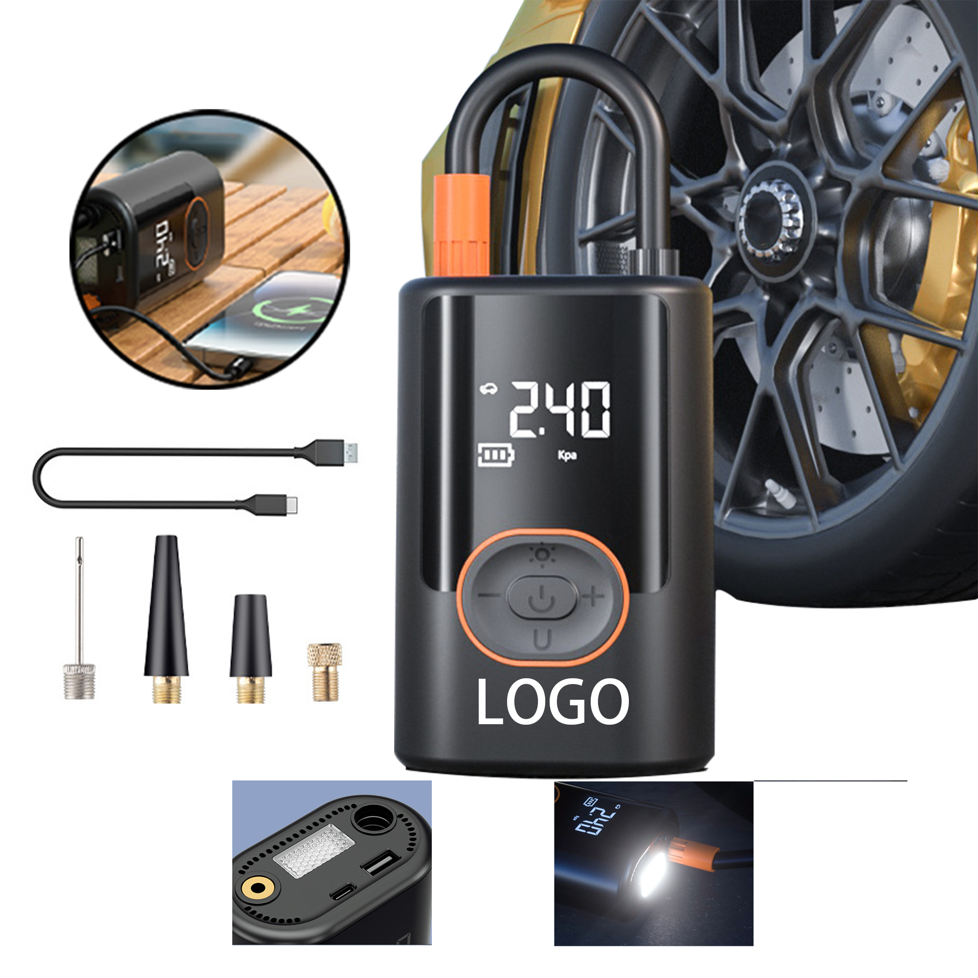 Wireless Electric Tire Inflator Pump with Digital Display 2