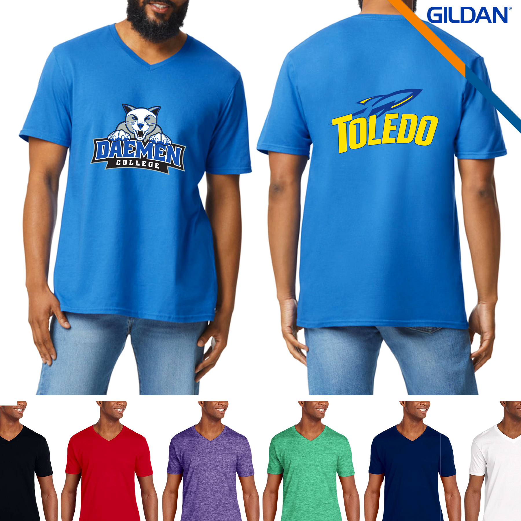 Gildan® 100% Preshrunk Cotton Adult Softstyle V-Neck T-shirts 1