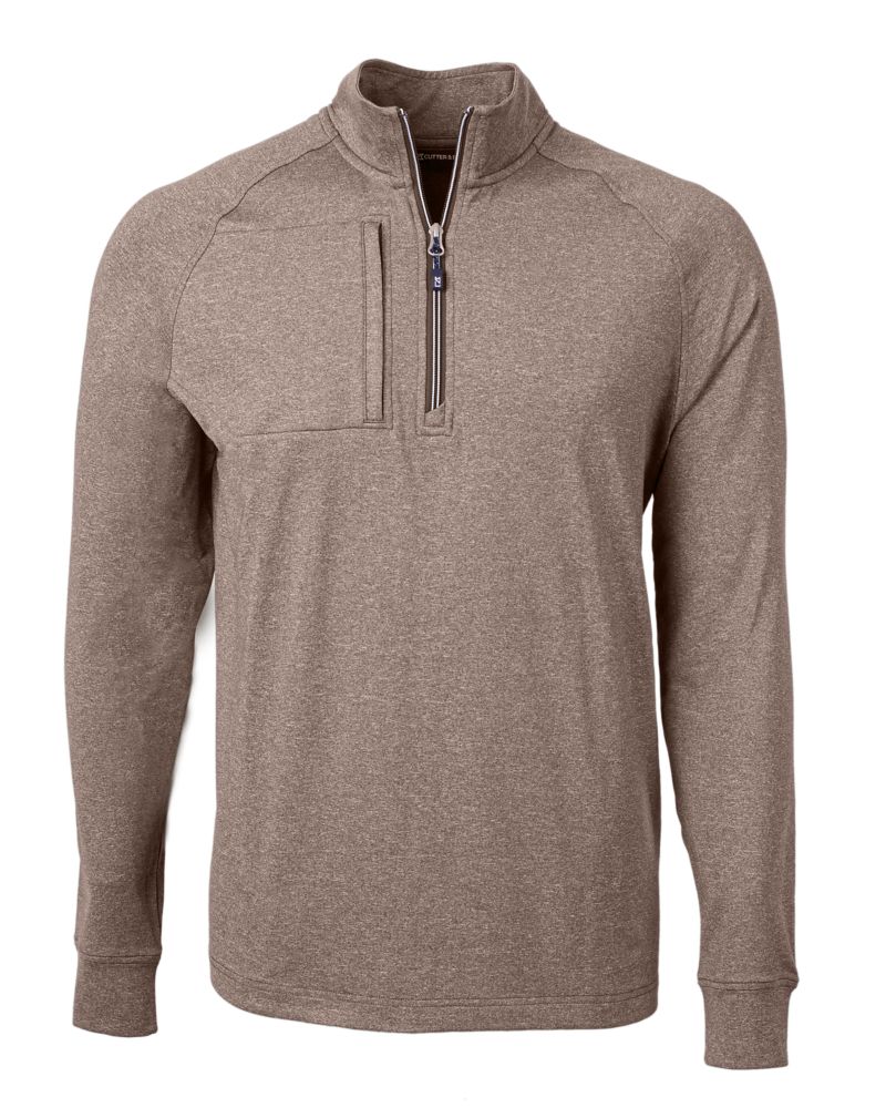 Cutter & Buck Adapt Recycled Soft Knit Stretch Mens Heathered Quarter Zip Pullover 61