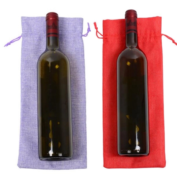 Jute Wine Bottle Bags Drawstring Pouch 5