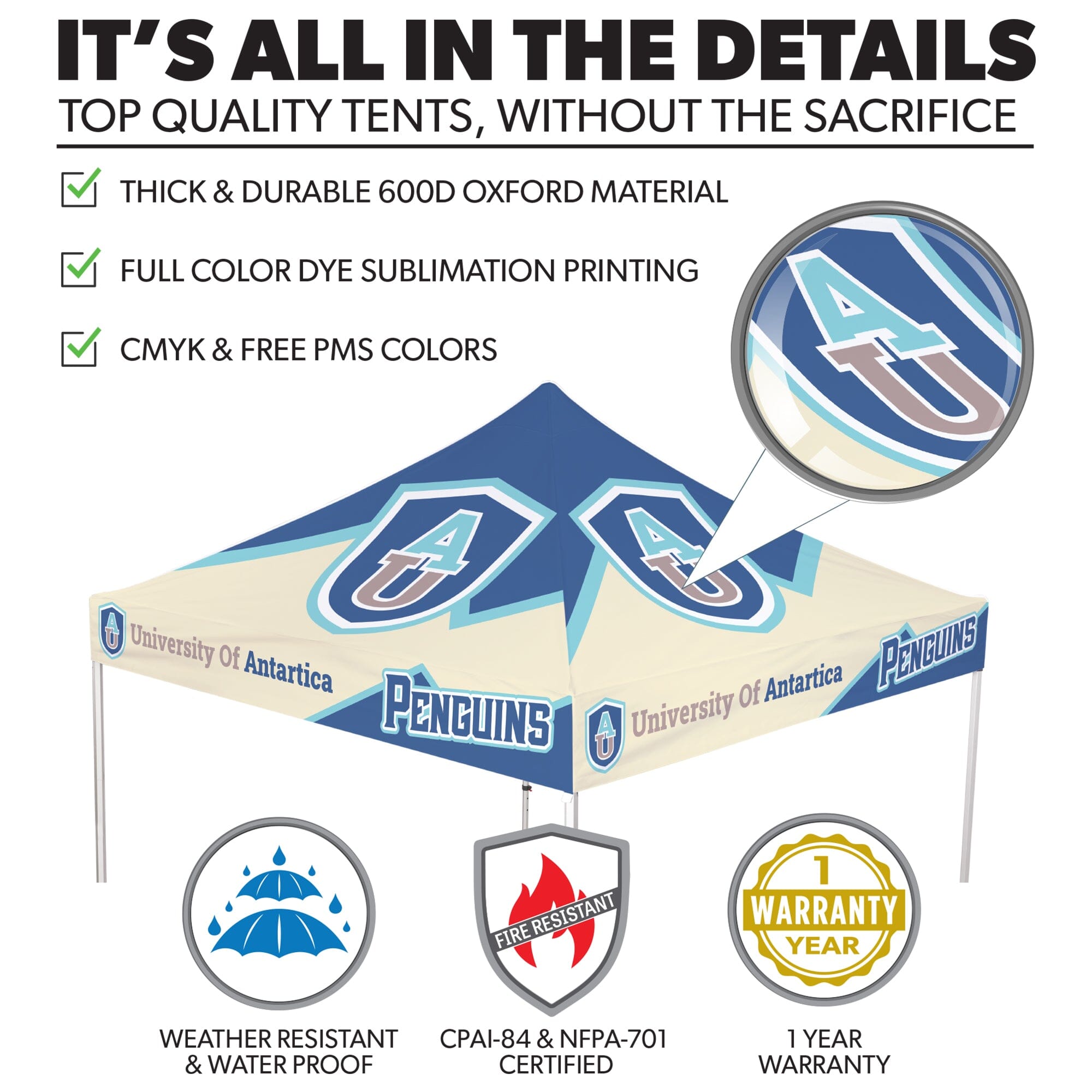 10ft x 10ft Custom Canopy Tent - W/ Walls & Flags 4