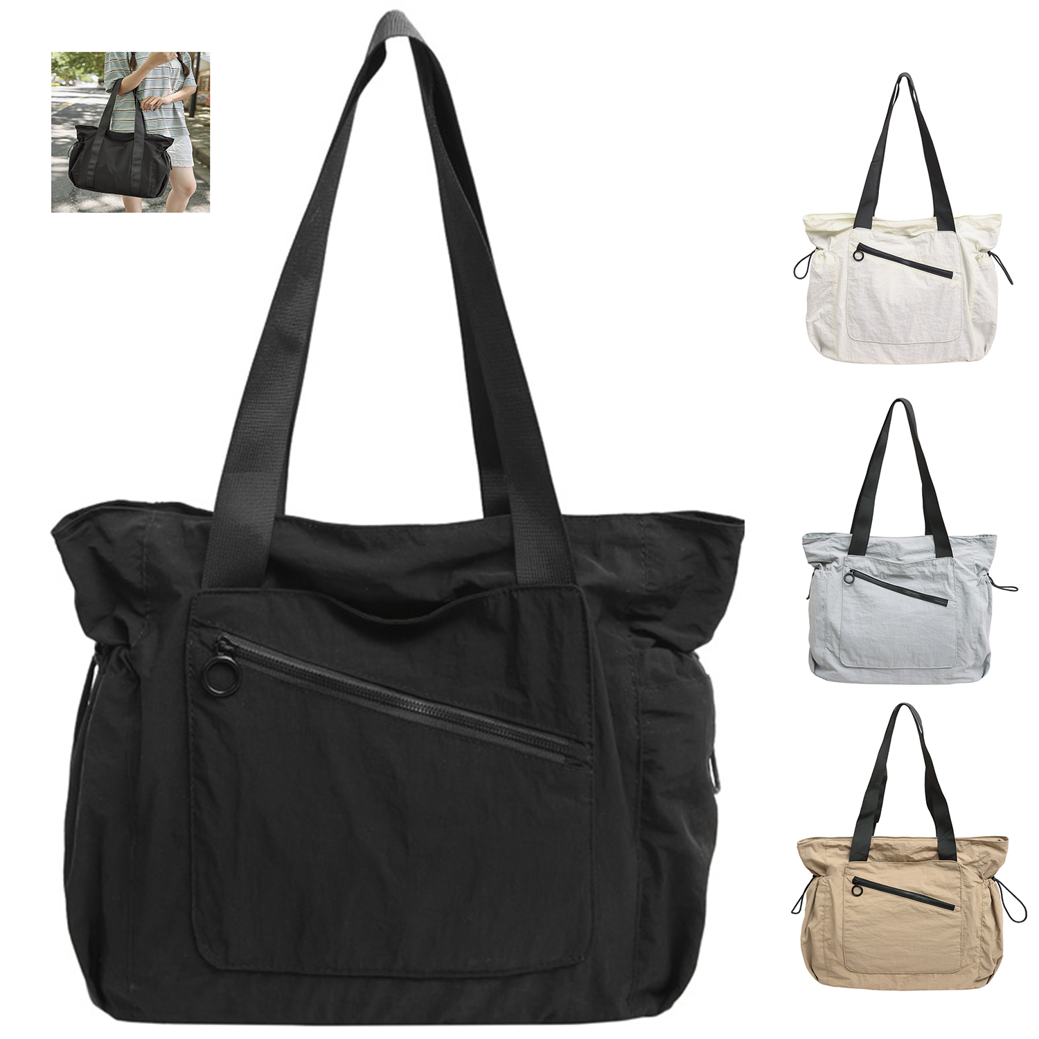 Large Capacity Nylon Shoulder Tote Bag, custom tote bag with logo imprint 7