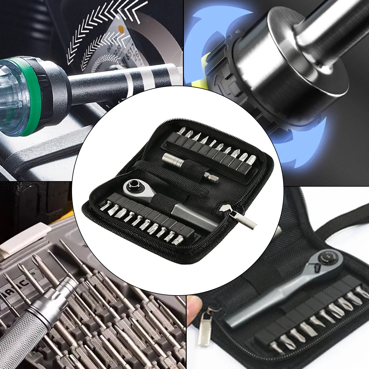 22 In 1 Ratchet Screwdriver Set With Bits In Zippered Case 2