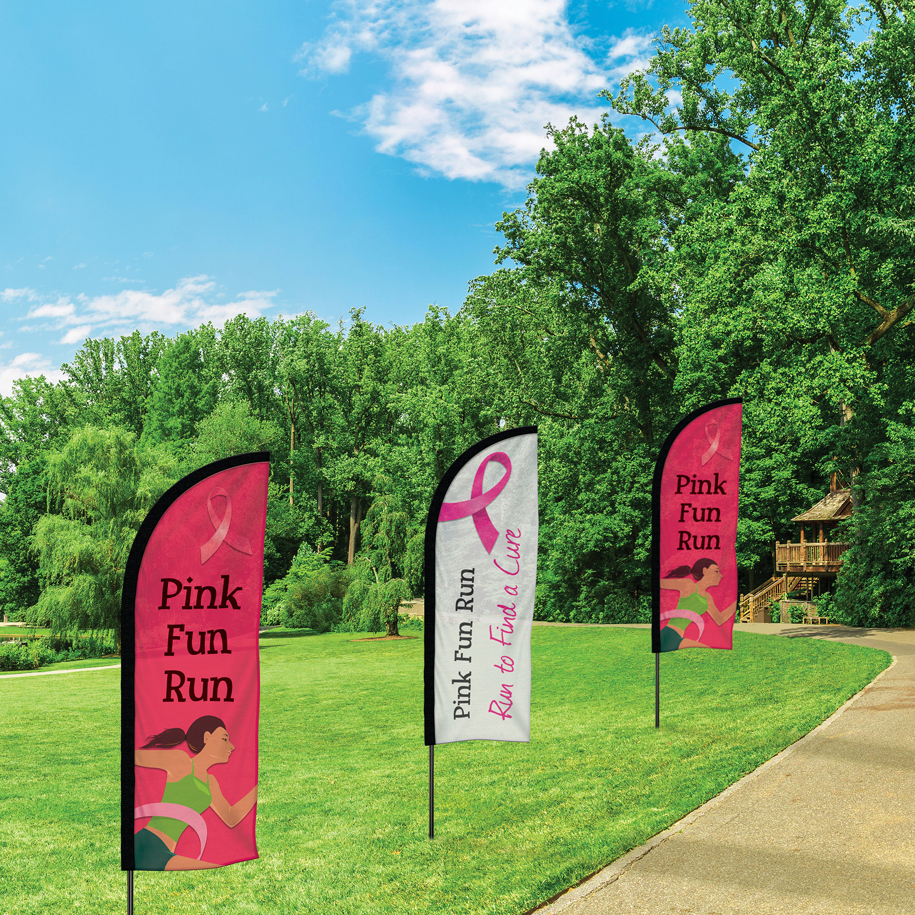 24 - Hour 6' Single Reverse Half Drop Banner with Hardware Set 15