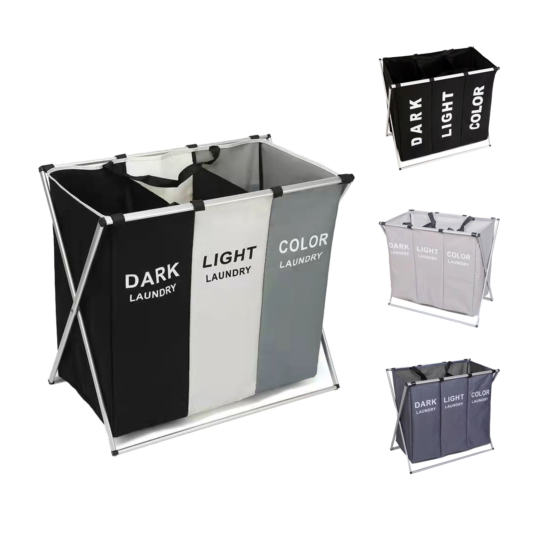 Foldable Laundry Hamperx3 Clothes Storage bag 2