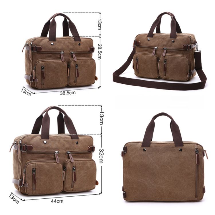 3 In 1 Briefcase Water resistant Canvas Messenger Backpack 2