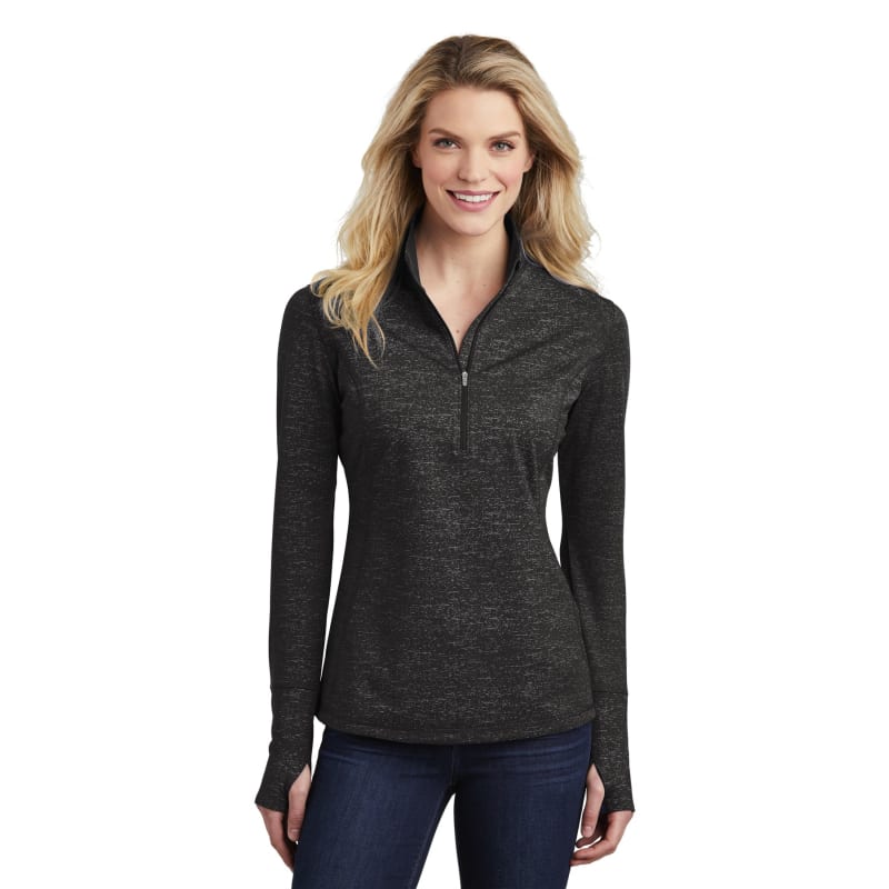 Sport-Tek Women's Sport-Wick Stretch Reflective Heather 1/2-Zip Pullover. 17