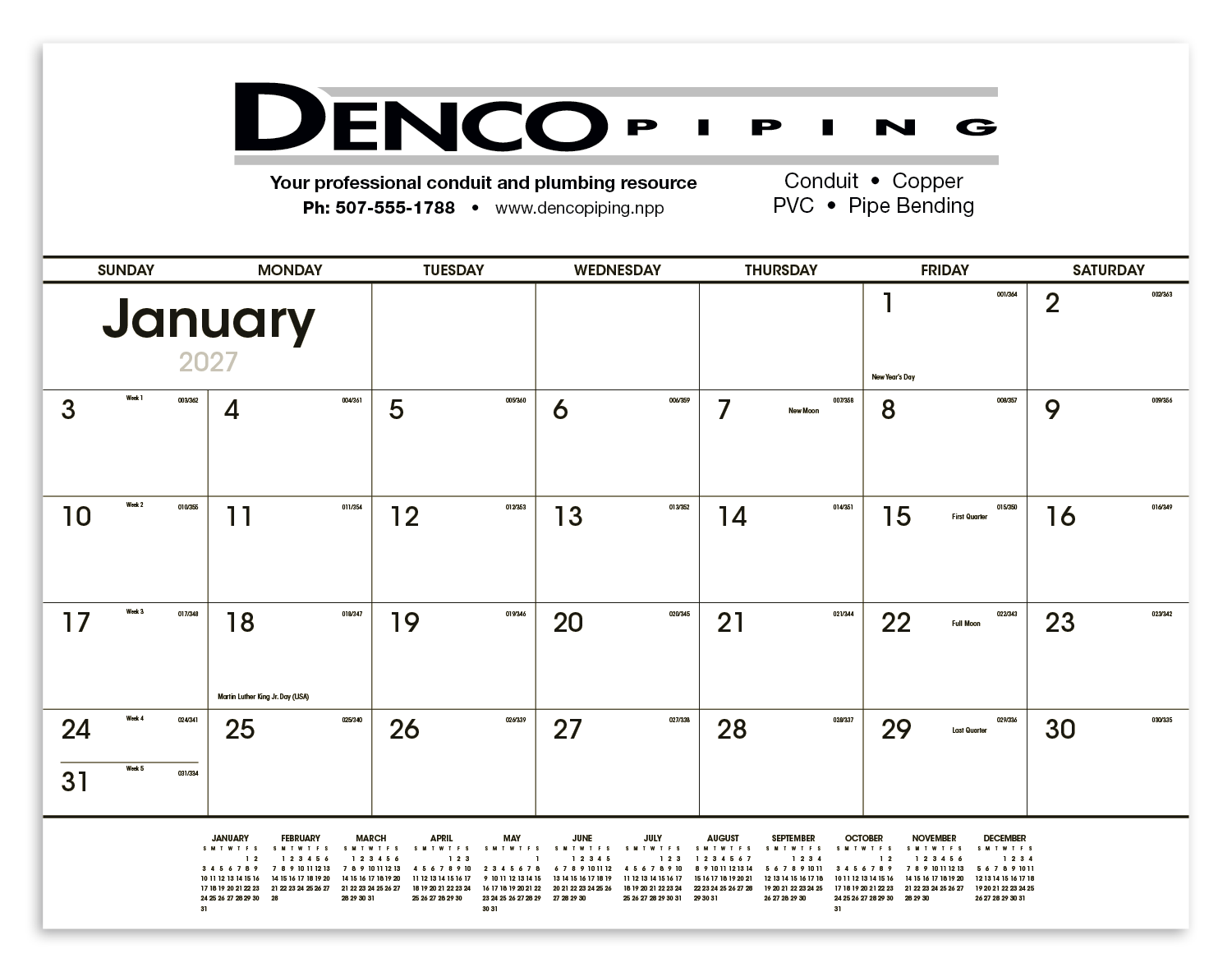 Triumph® Calendars Black & White Desk Pad 8