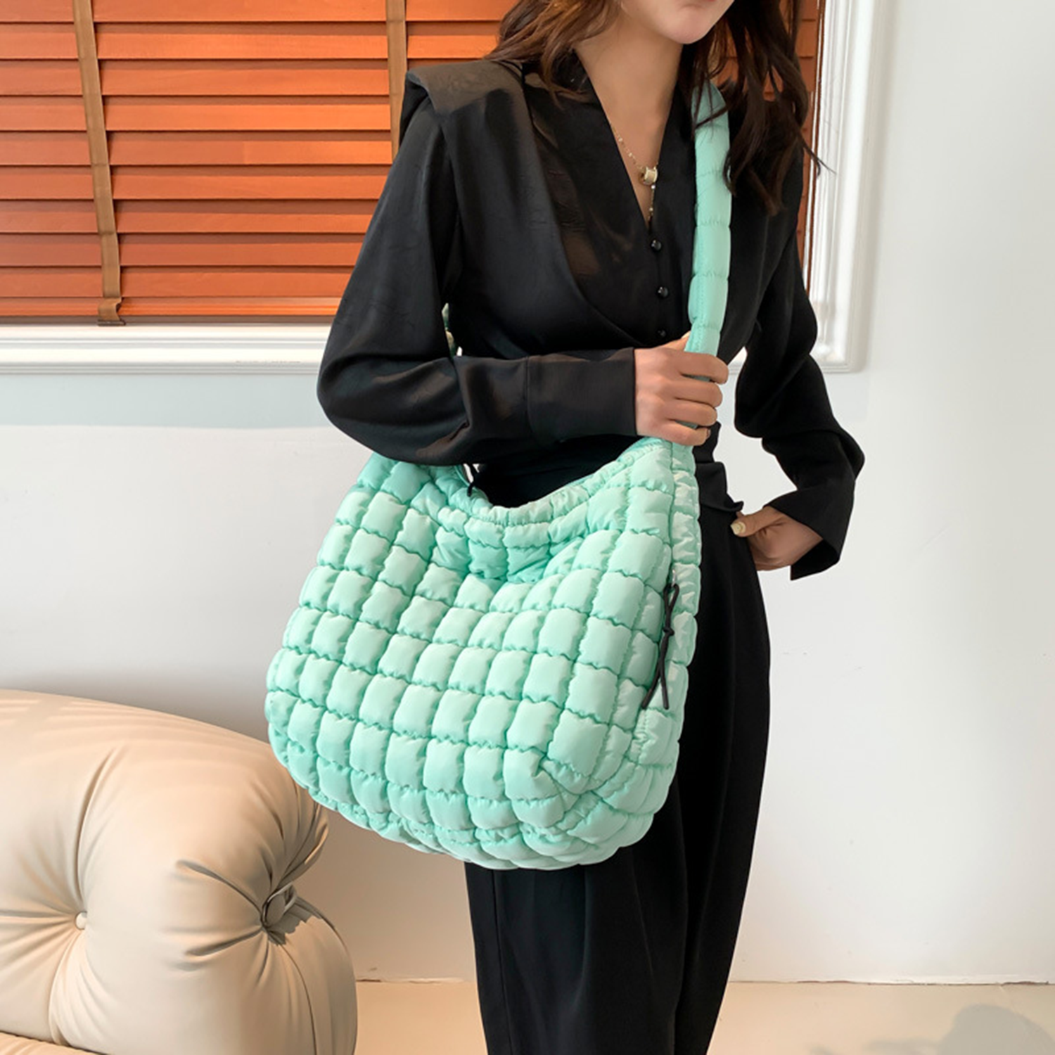 Candy Color Puffer Tote Bag, custom tote bag with logo imprint 2