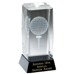 3D Lasered Crystal Golf Ball/Tee Award On Black Base 2