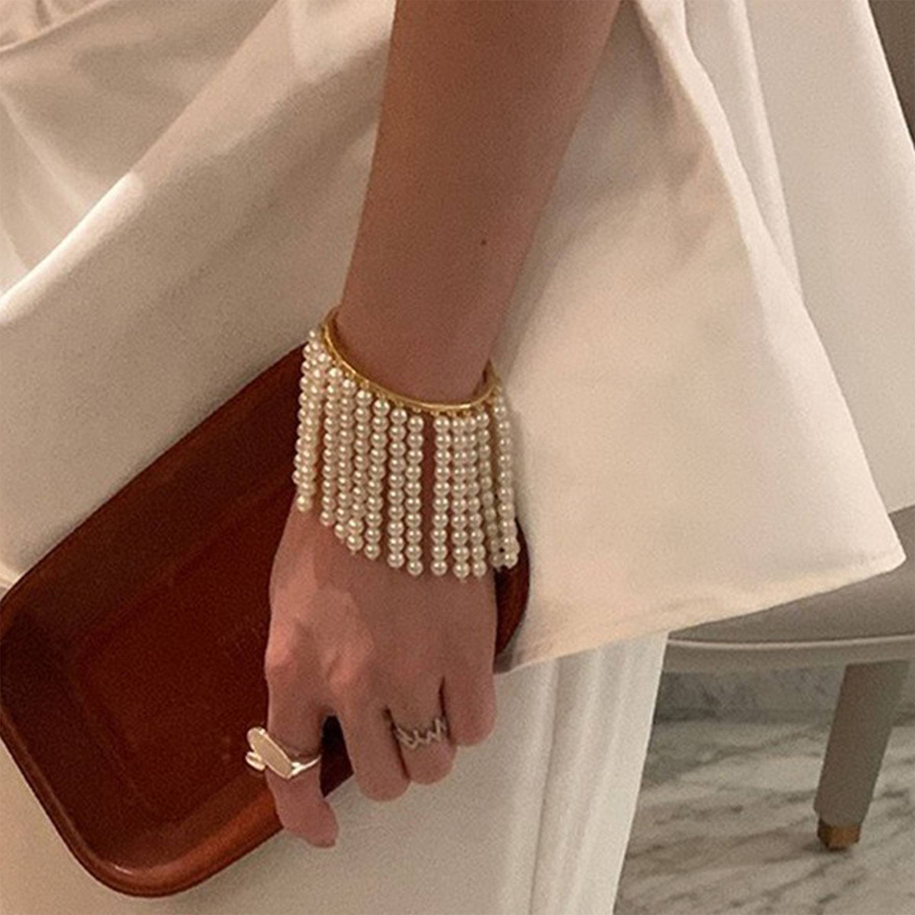 Alloy Pearl tassel opening bracelet 7