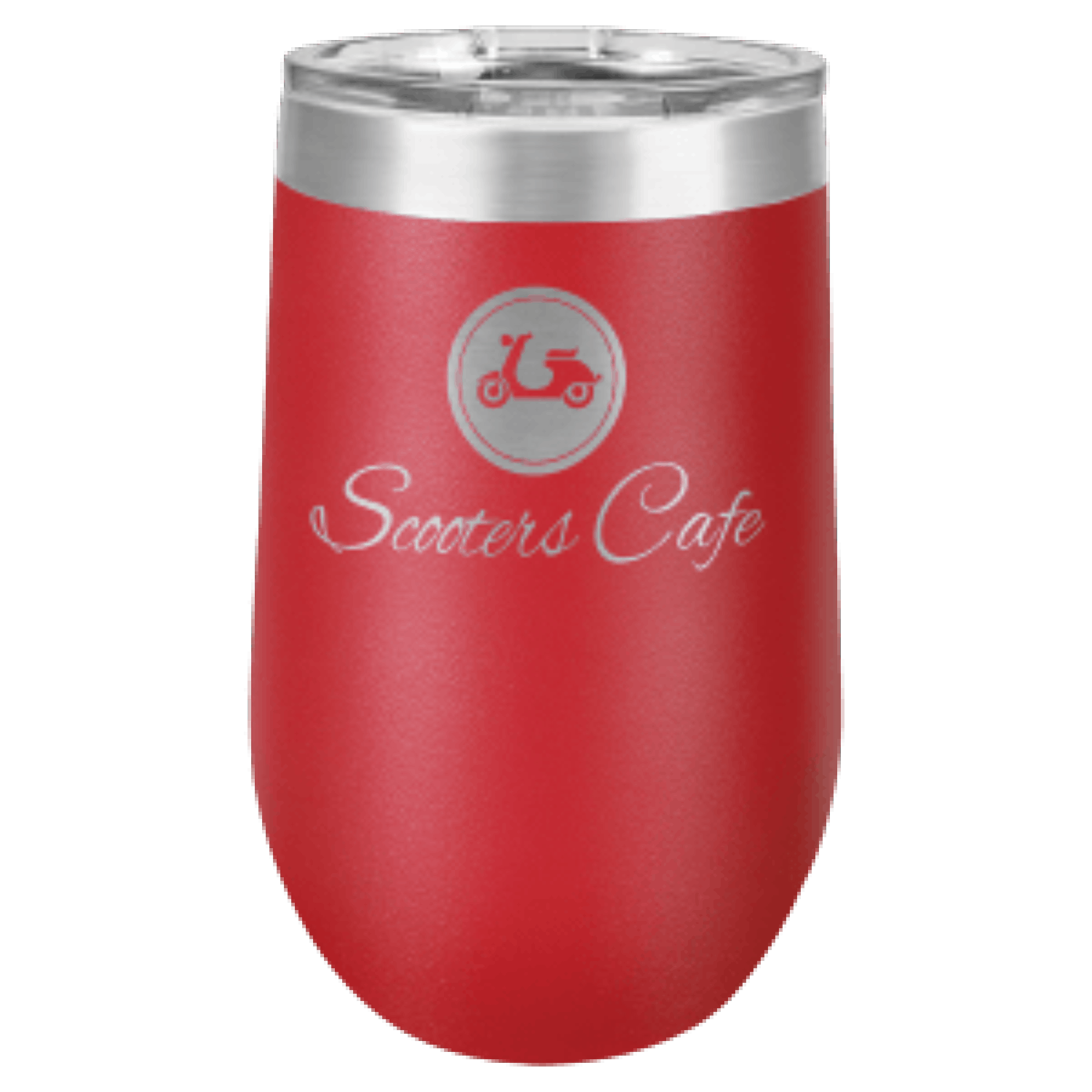 16 oz. Red Laser Engraved Polar Camel Stemless Wine Tumbler w/Clear Lid 2