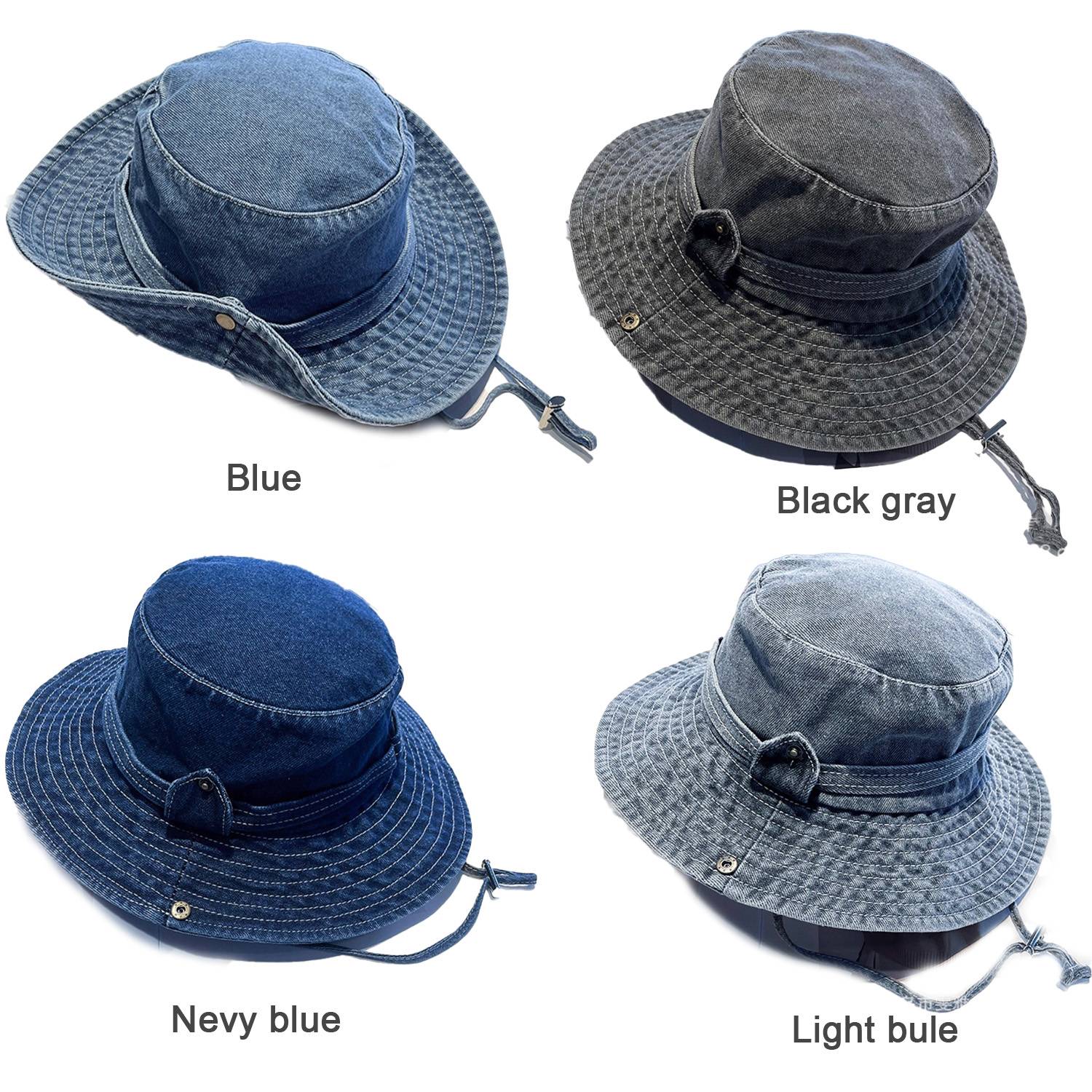 Women Cotton Travel Denim Bucket Hat 6