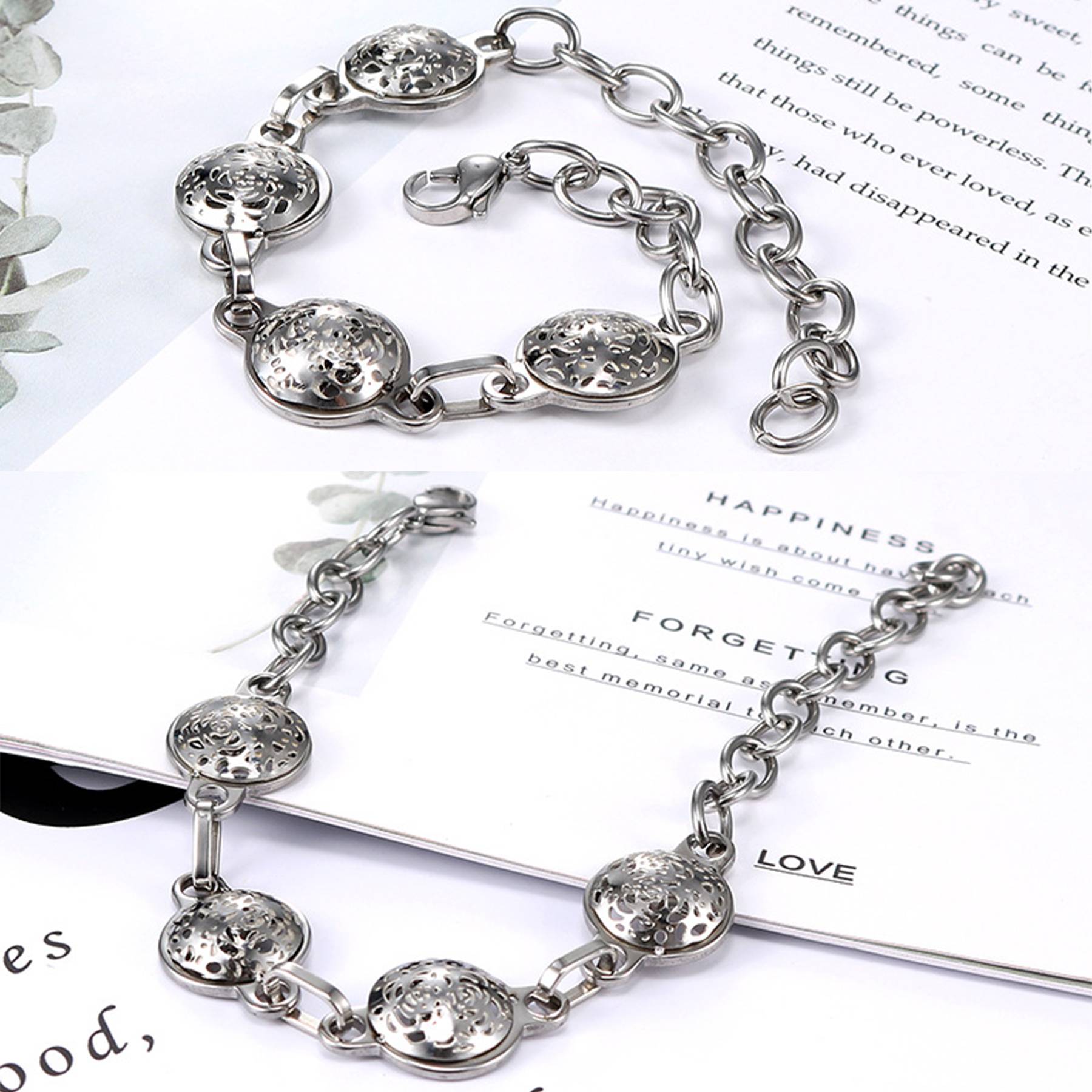 Stainless Steel Snowflake openwork bracelet for women 2