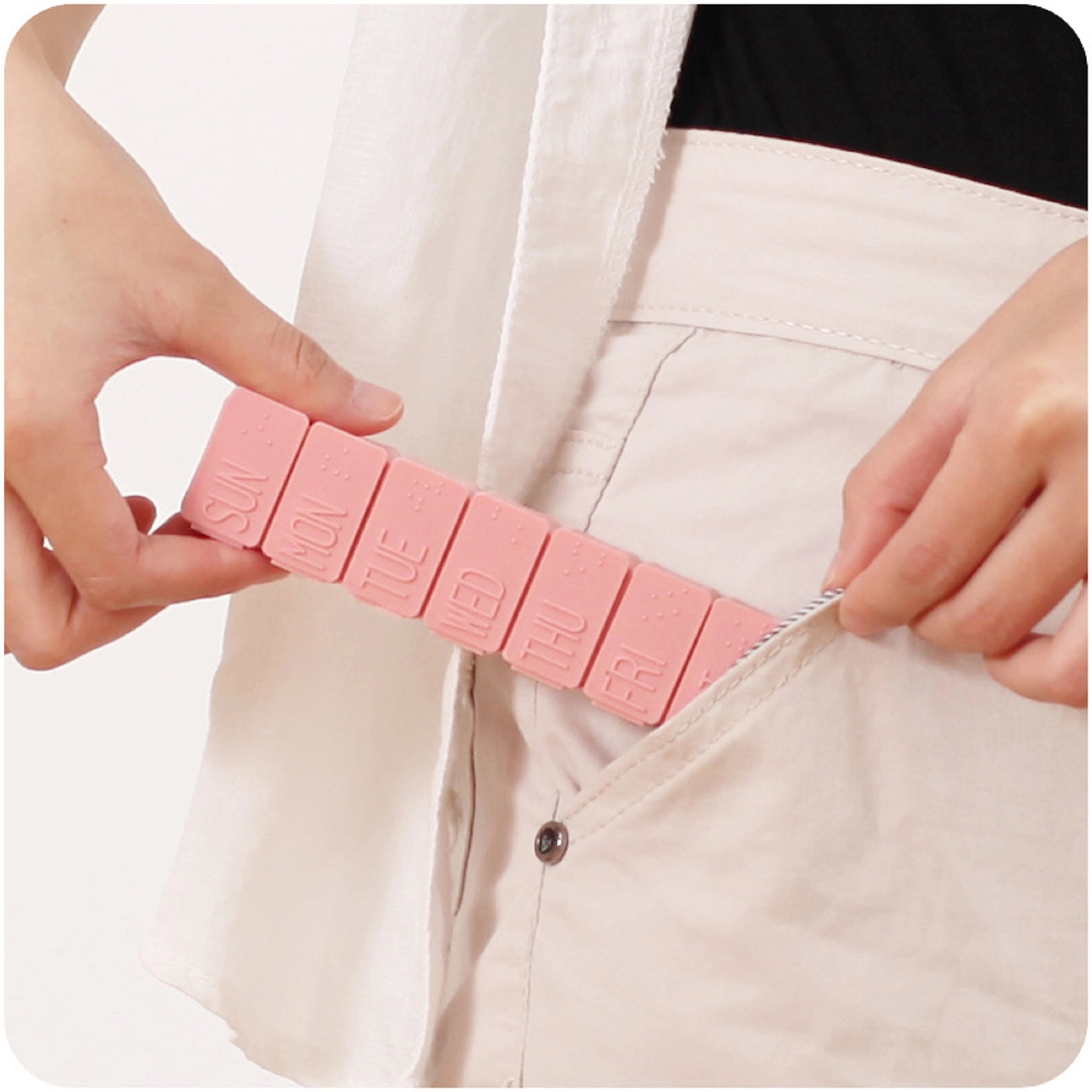 7 Compartment Travel Pill Storage Case with Braille 5
