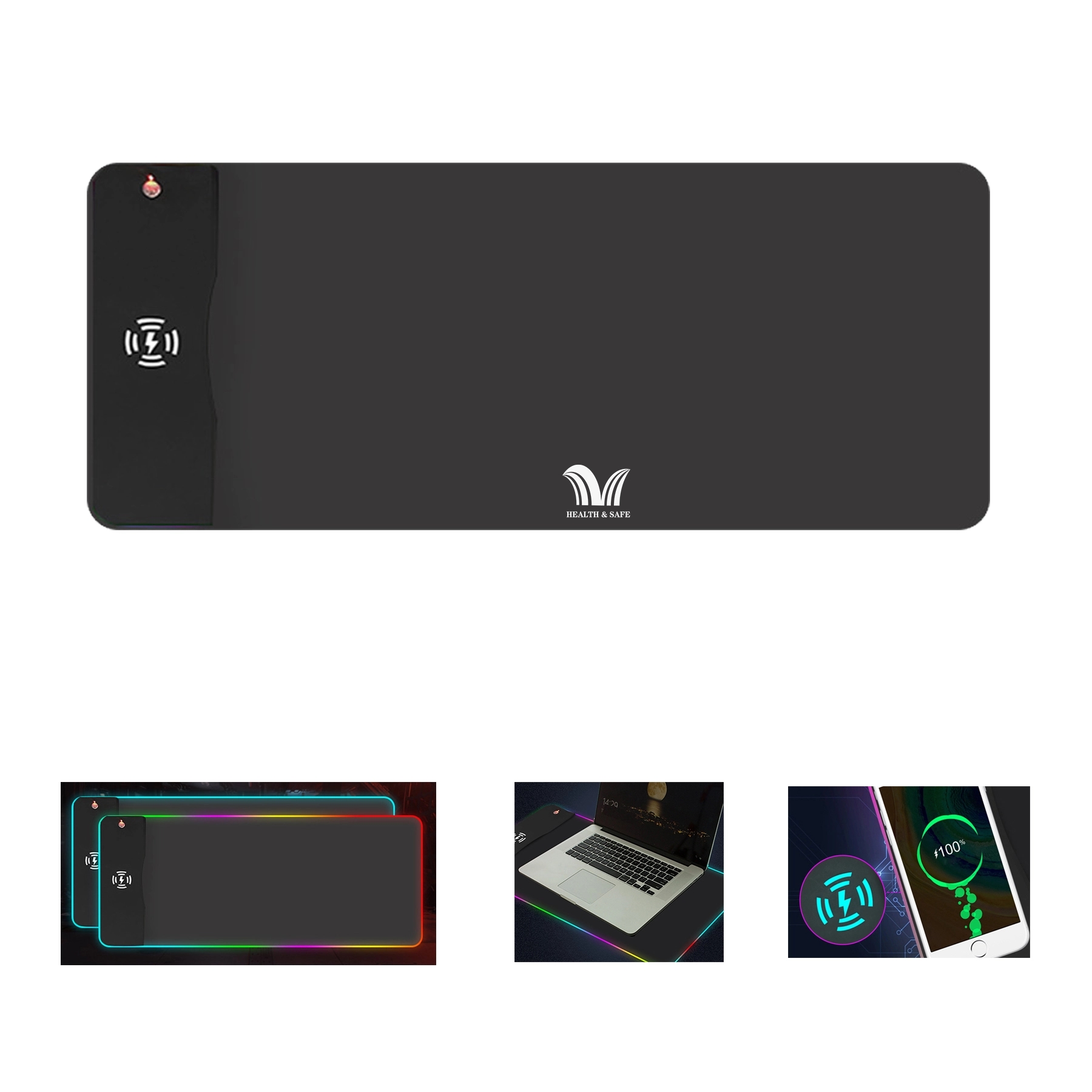 LED Soft Large Mousepad Wireless Charging Mousemat For Phone 2