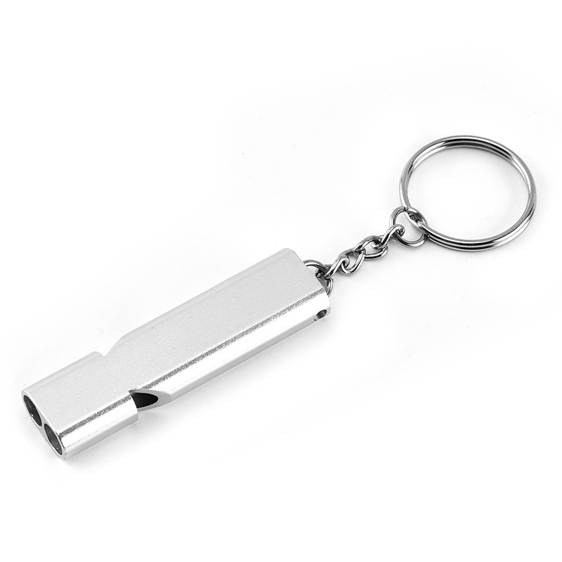 Double Tube Emergency/Survival Aluminum Whistle with Key Rin 2