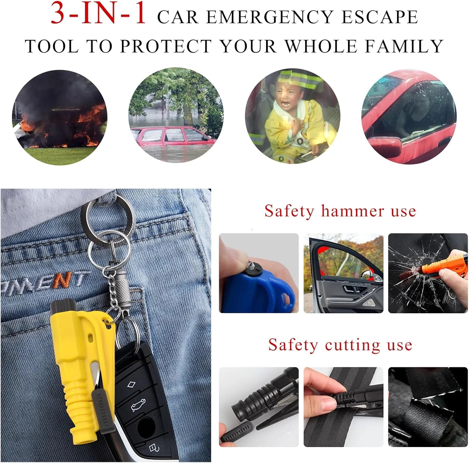 3 in 1 Glass Breaker and Seatbelt Cutter & Survival Whistle 5