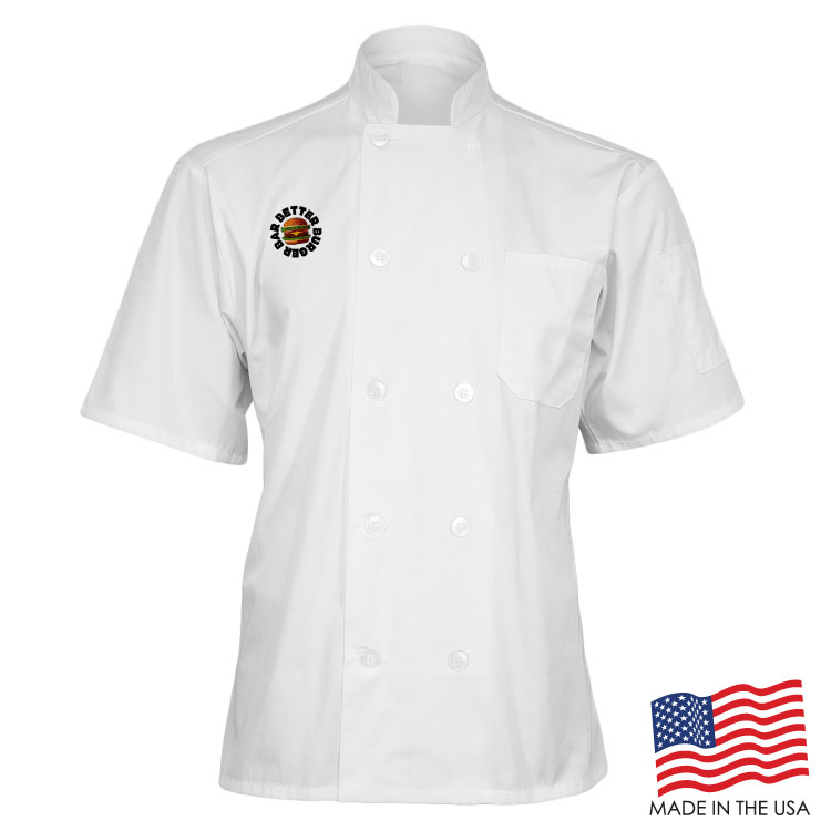Mesh Back Chef Coat with Short Sleeves (EMBROIDERED LOGO) 8