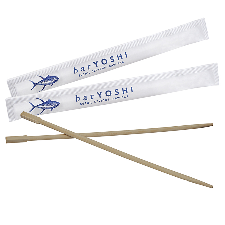 9" Bamboo Chopsticks w/Printed, Sealed Paper Sleeve 1