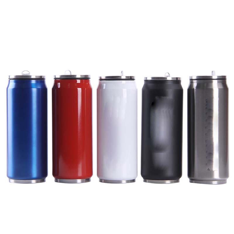16 Oz Double Wall Insulated Travel Mug In Can Shape Tumbler w/ straw 4