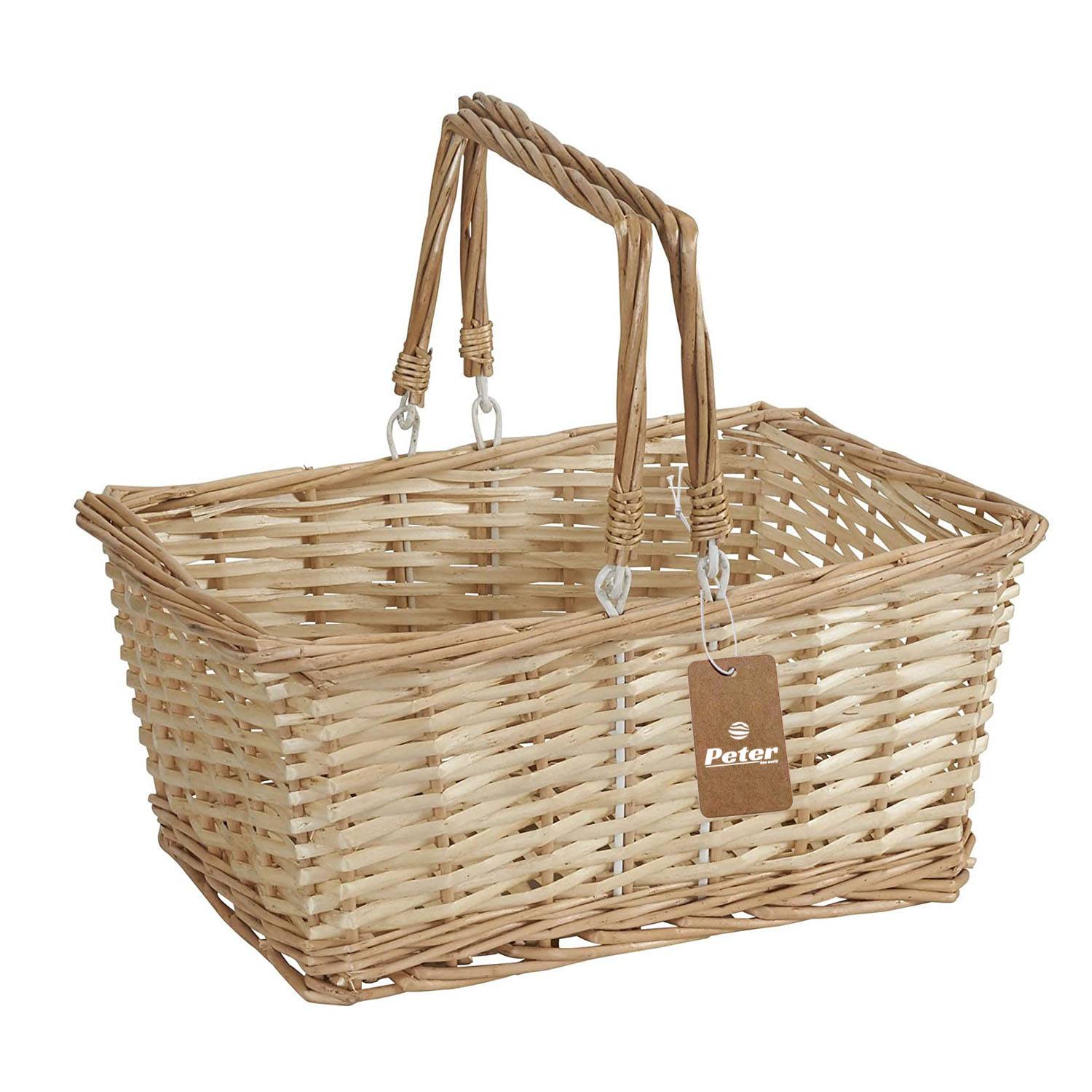 Portable Hand Woven Wicker Picnic Basket w/ Handle 2